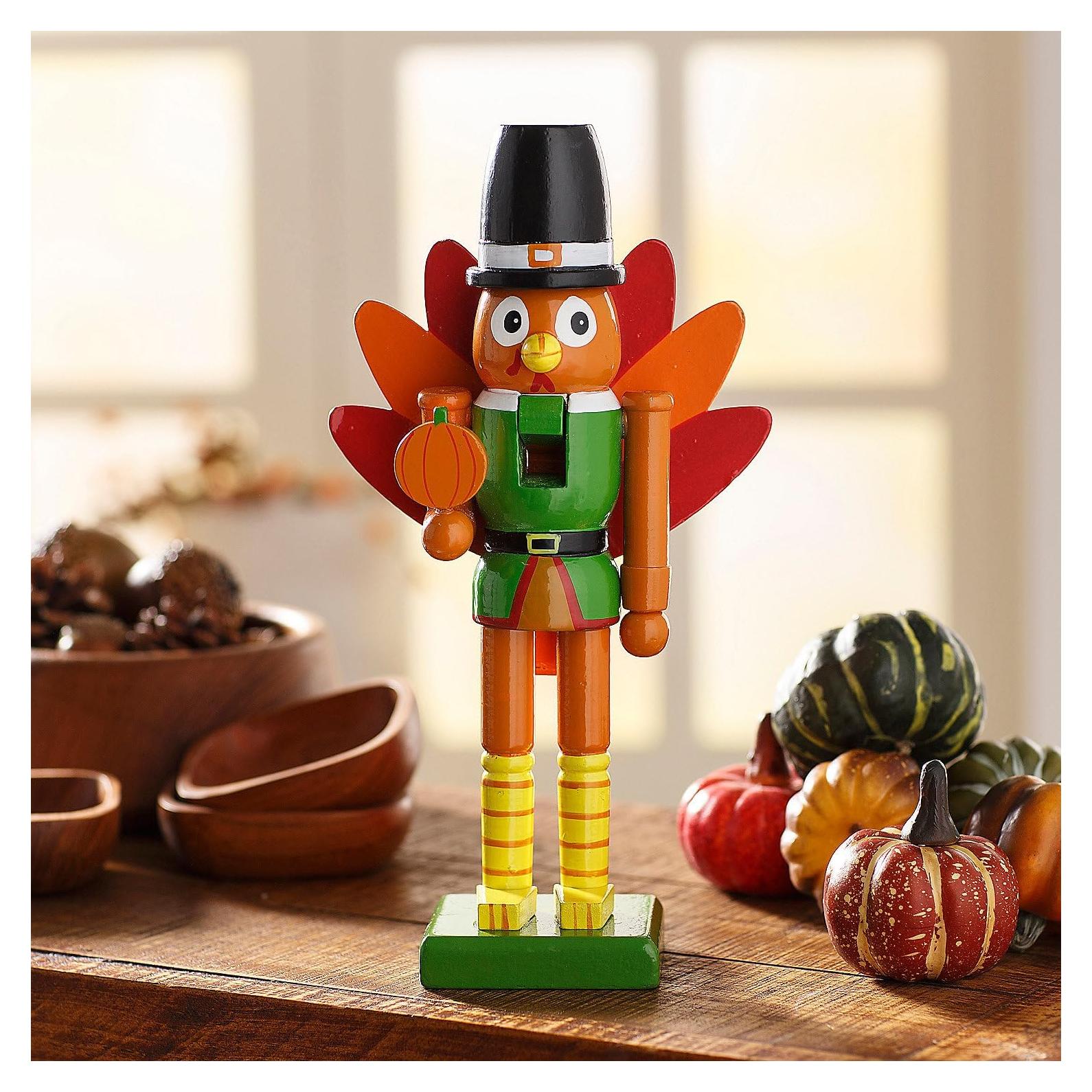 Cascanueces de Madera Pavo Peregrino 25.4 cm Acción de Gracias