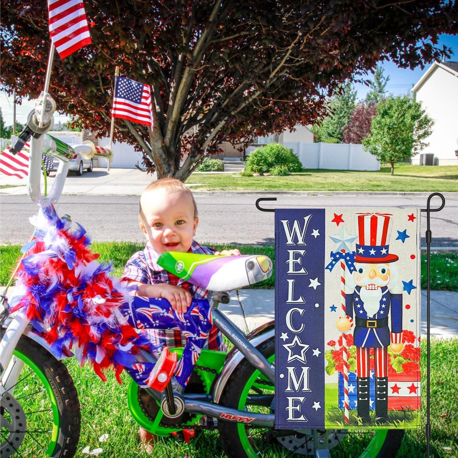 Bandera de Jardín Patriótica 4 de Julio Yute 30x45 cm Doble Cara