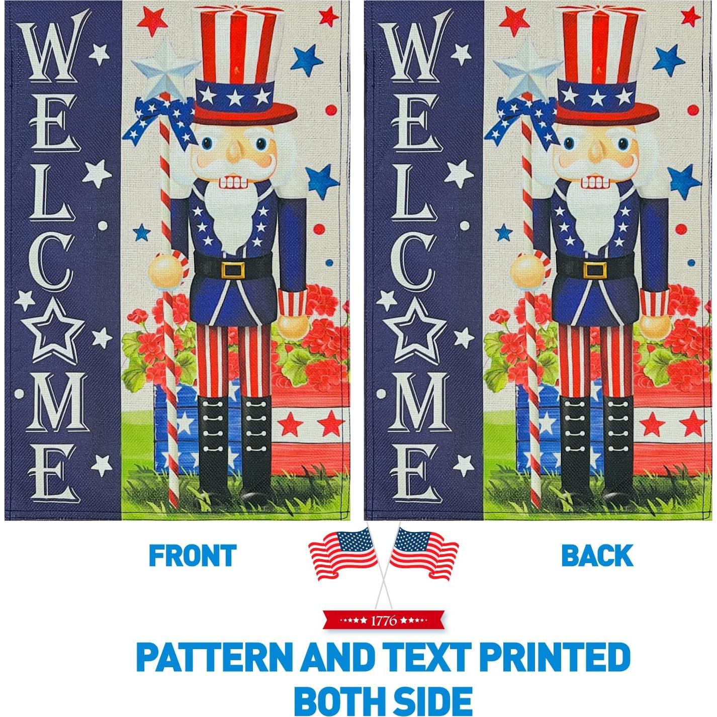 Bandera de Jardín Patriótica 4 de Julio Yute 30x45 cm Doble Cara