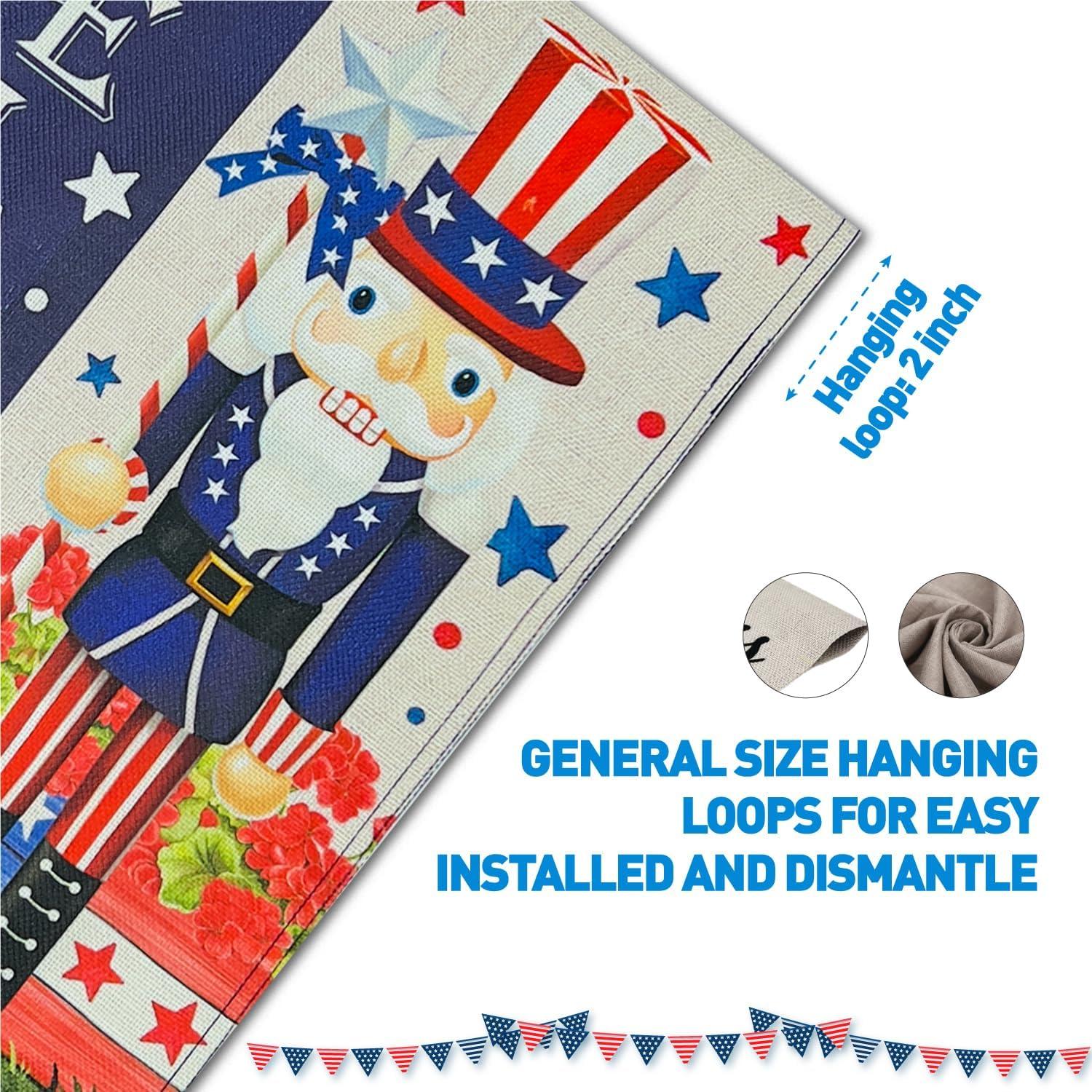 Bandera de Jardín Patriótica 4 de Julio Yute 30x45 cm Doble Cara