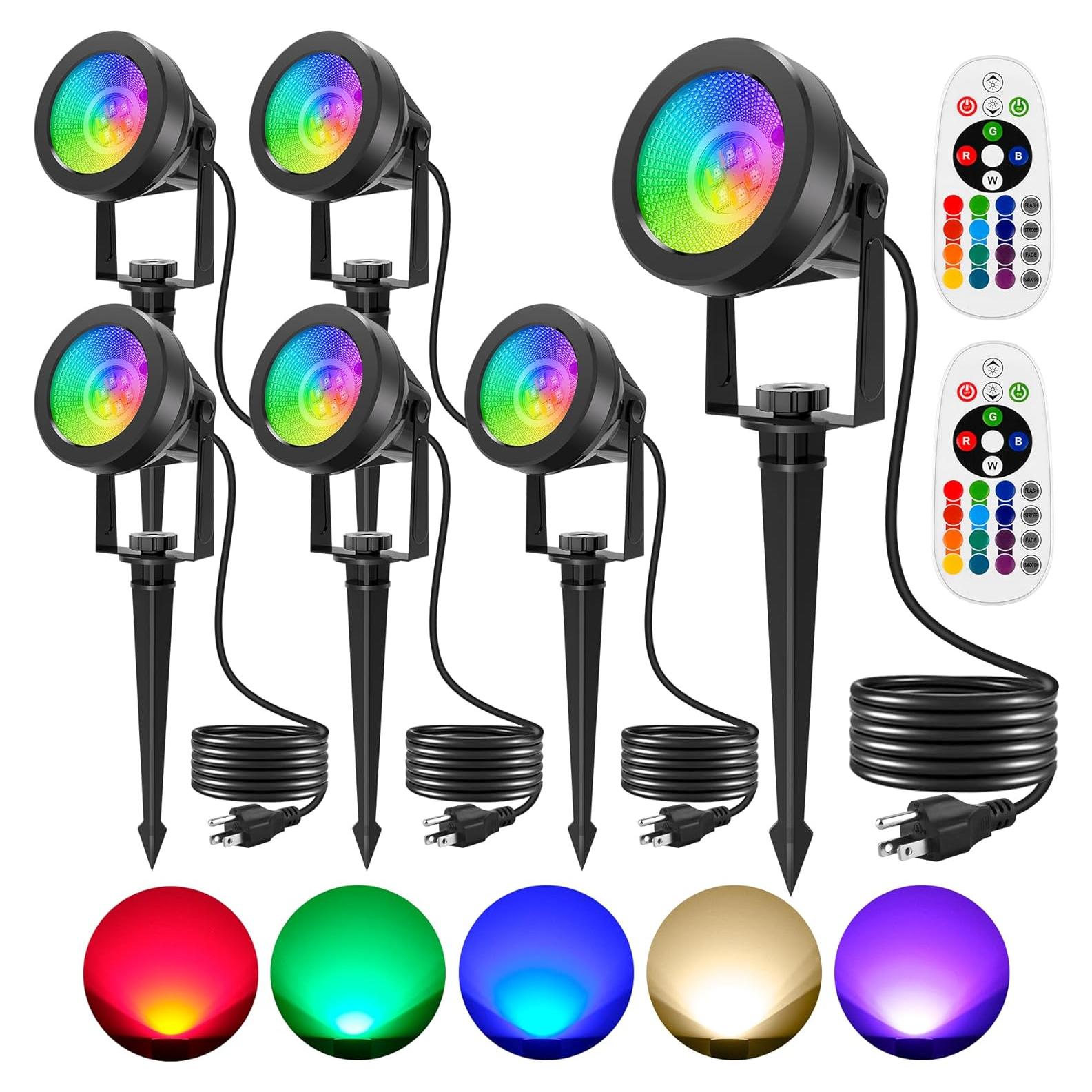Focos RGBW para Exteriores CREPOW - Paquete de 6, IP65