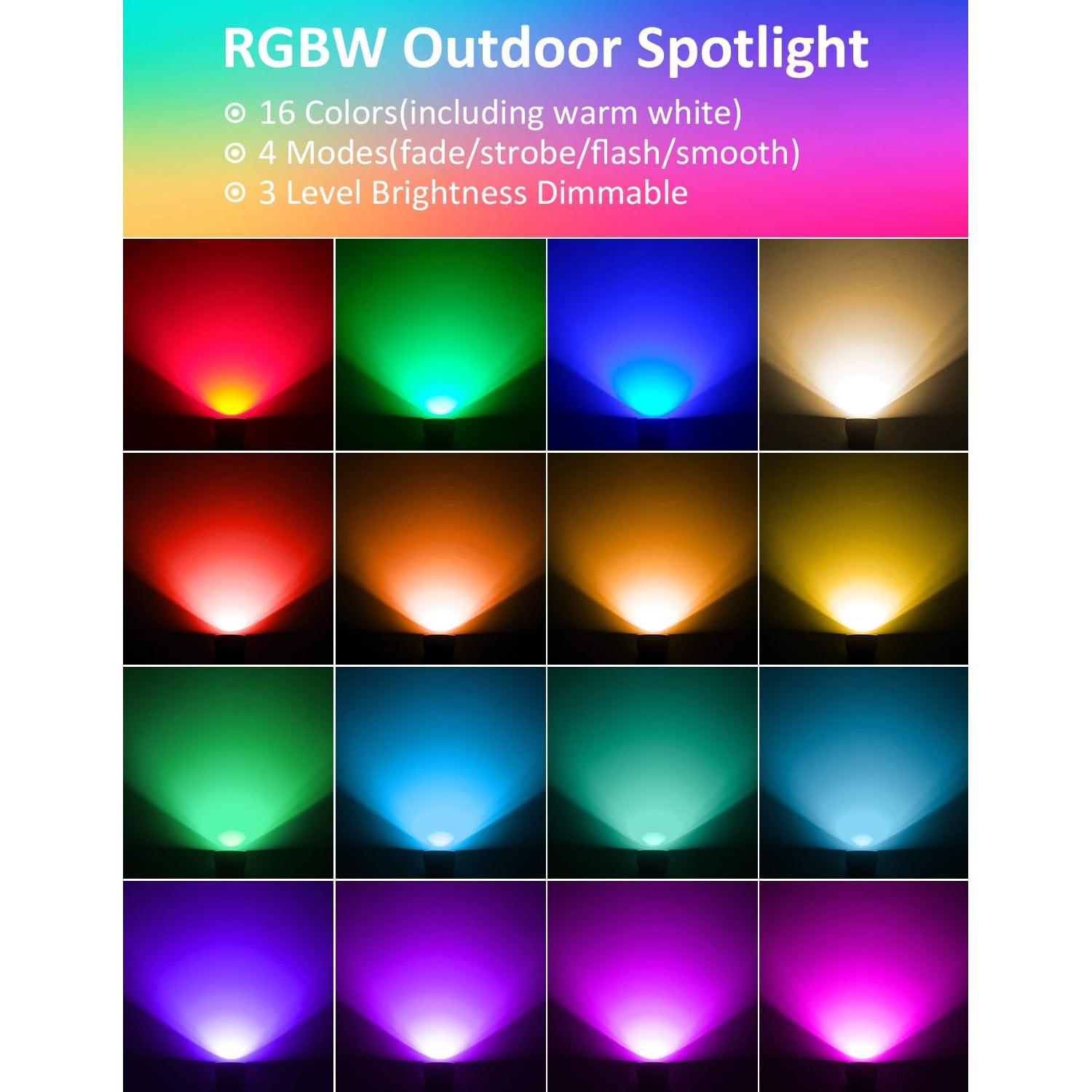 Focos RGBW para Exteriores CREPOW - Paquete de 6, IP65