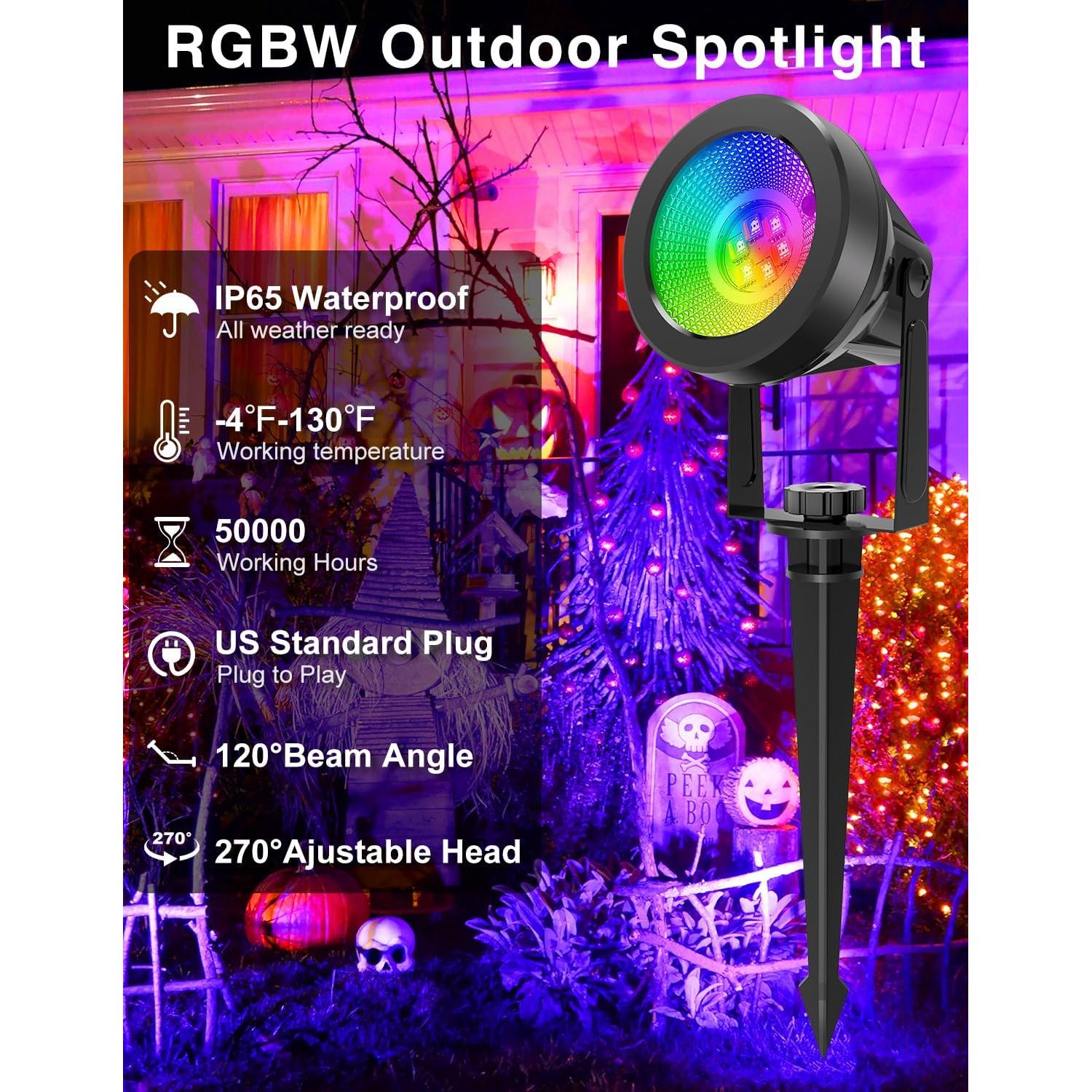 Focos RGBW para Exteriores CREPOW - Paquete de 6, IP65