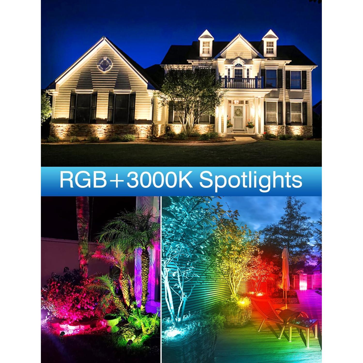 Focos RGBW para Exteriores CREPOW - Paquete de 6, IP65