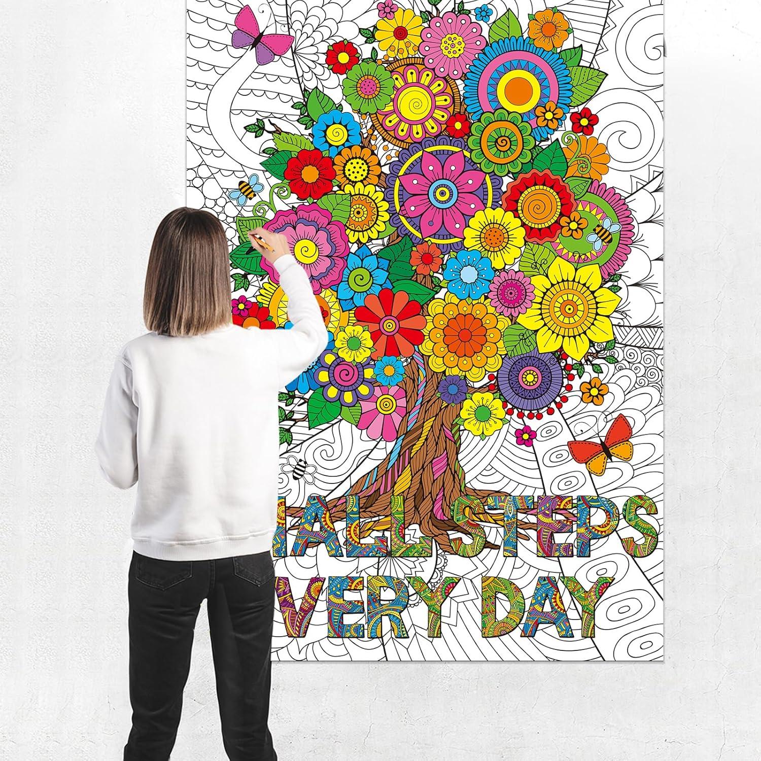 Póster Gigante para Colorear Mandala Naozinebi 66x99 cm