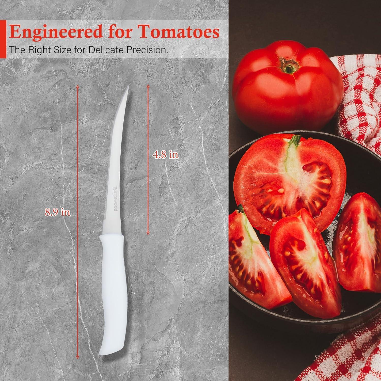 Cuchillos para Tomate Yunletwood 2-Pack, Acero Inoxidable Serrado