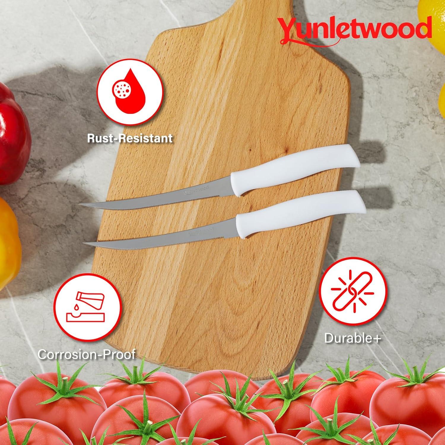 Cuchillos para Tomate Yunletwood 2-Pack, Acero Inoxidable Serrado