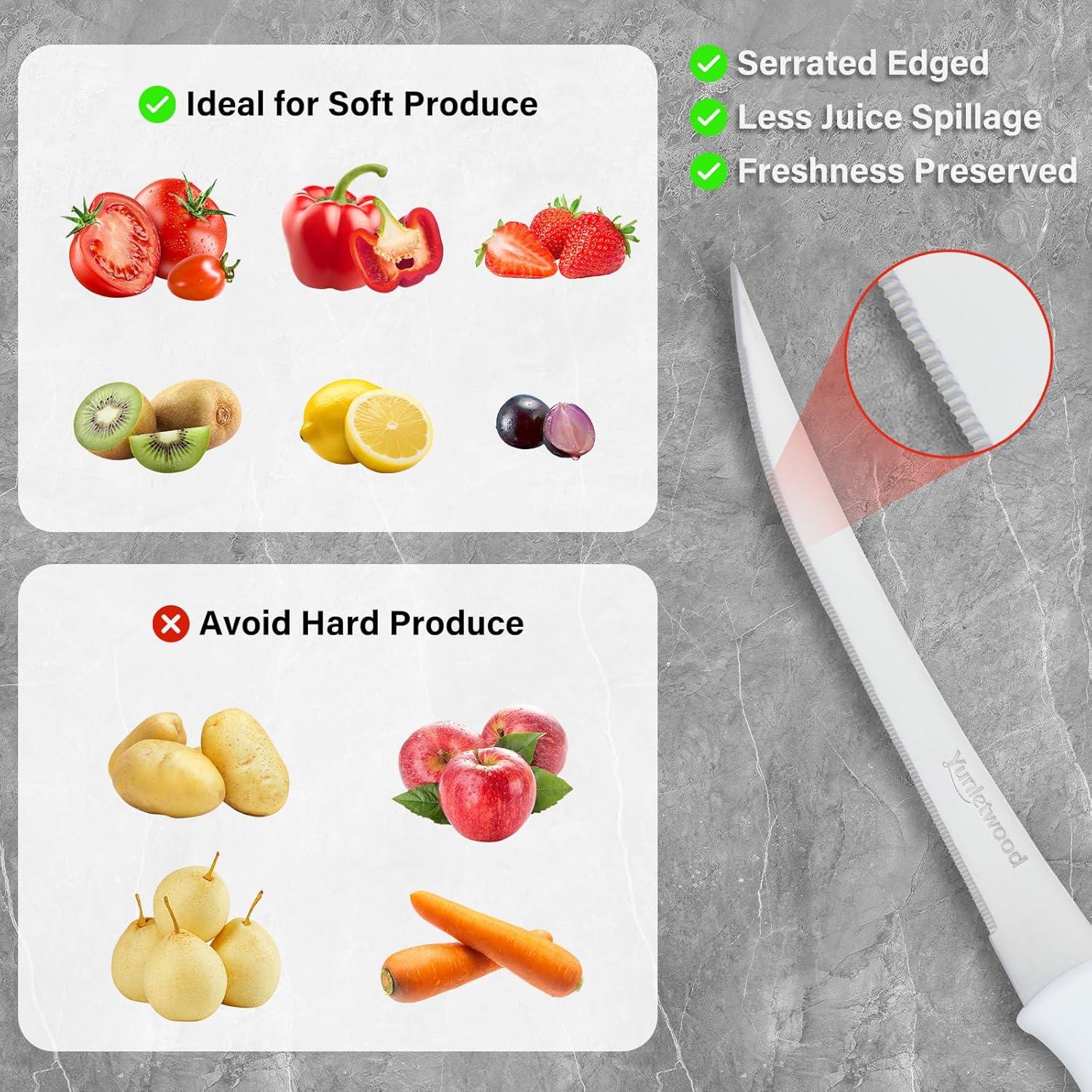 Cuchillos para Tomate Yunletwood 2-Pack, Acero Inoxidable Serrado