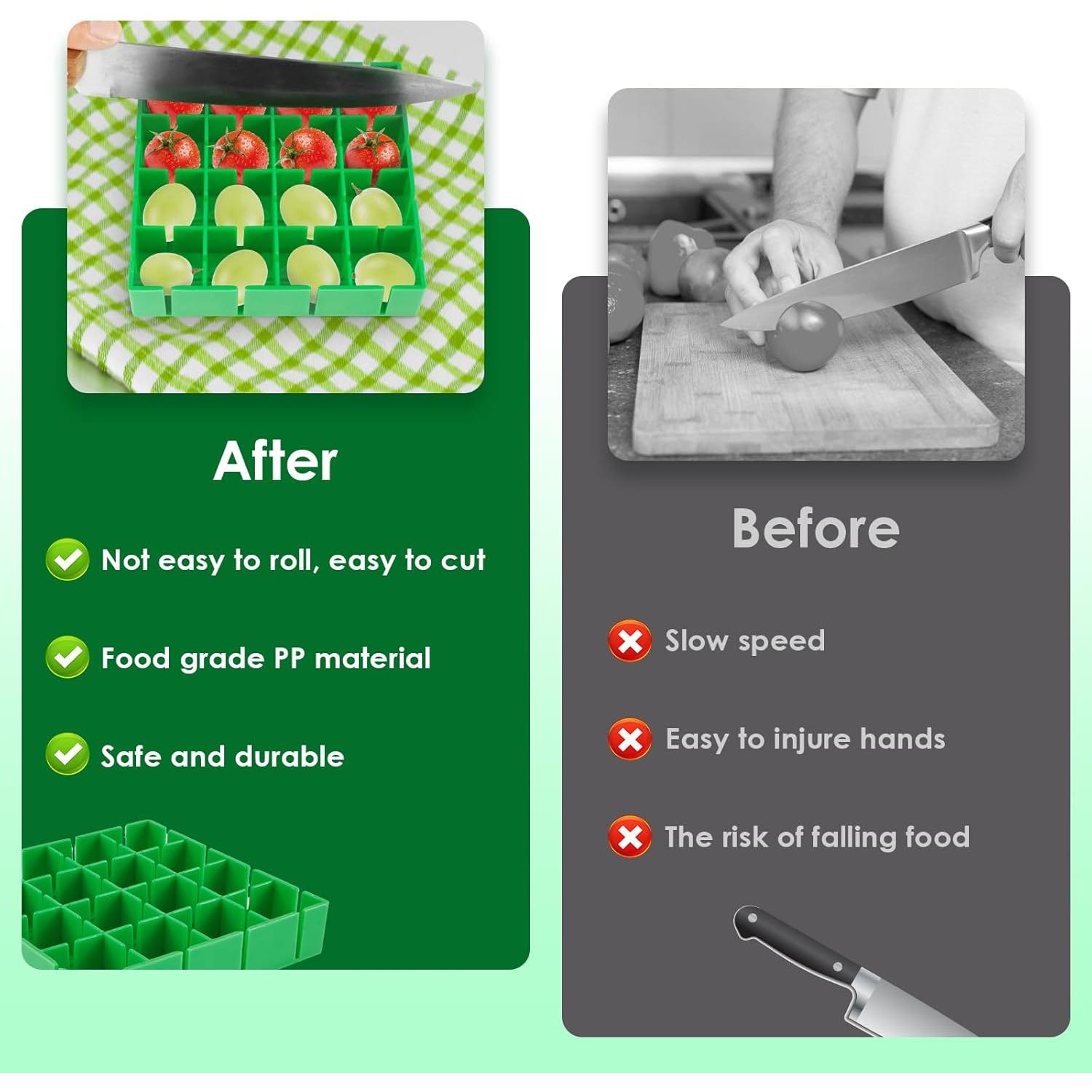 Cortador de Tomates Cherry y Uvas MENDILFK 2 Piezas 16 Compartimentos