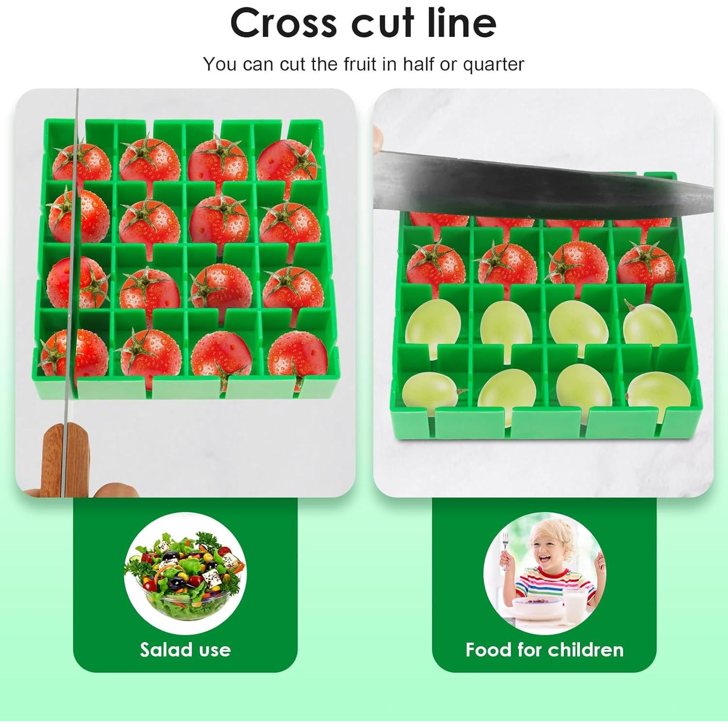 Cortador de Tomates Cherry y Uvas MENDILFK 2 Piezas 16 Compartimentos