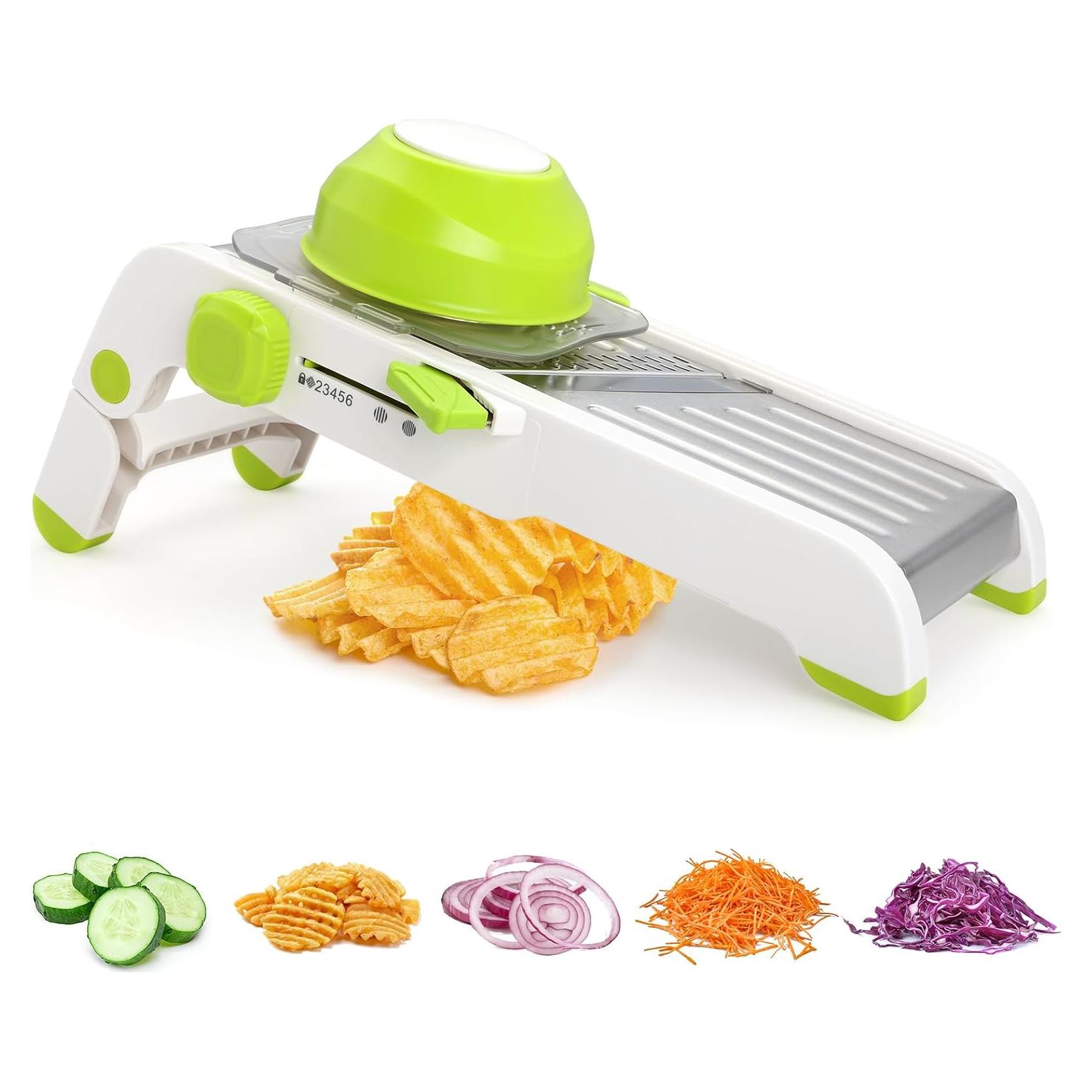 Cortador de Mandolina Foyucool Ajustable Acero Inoxidable Verde