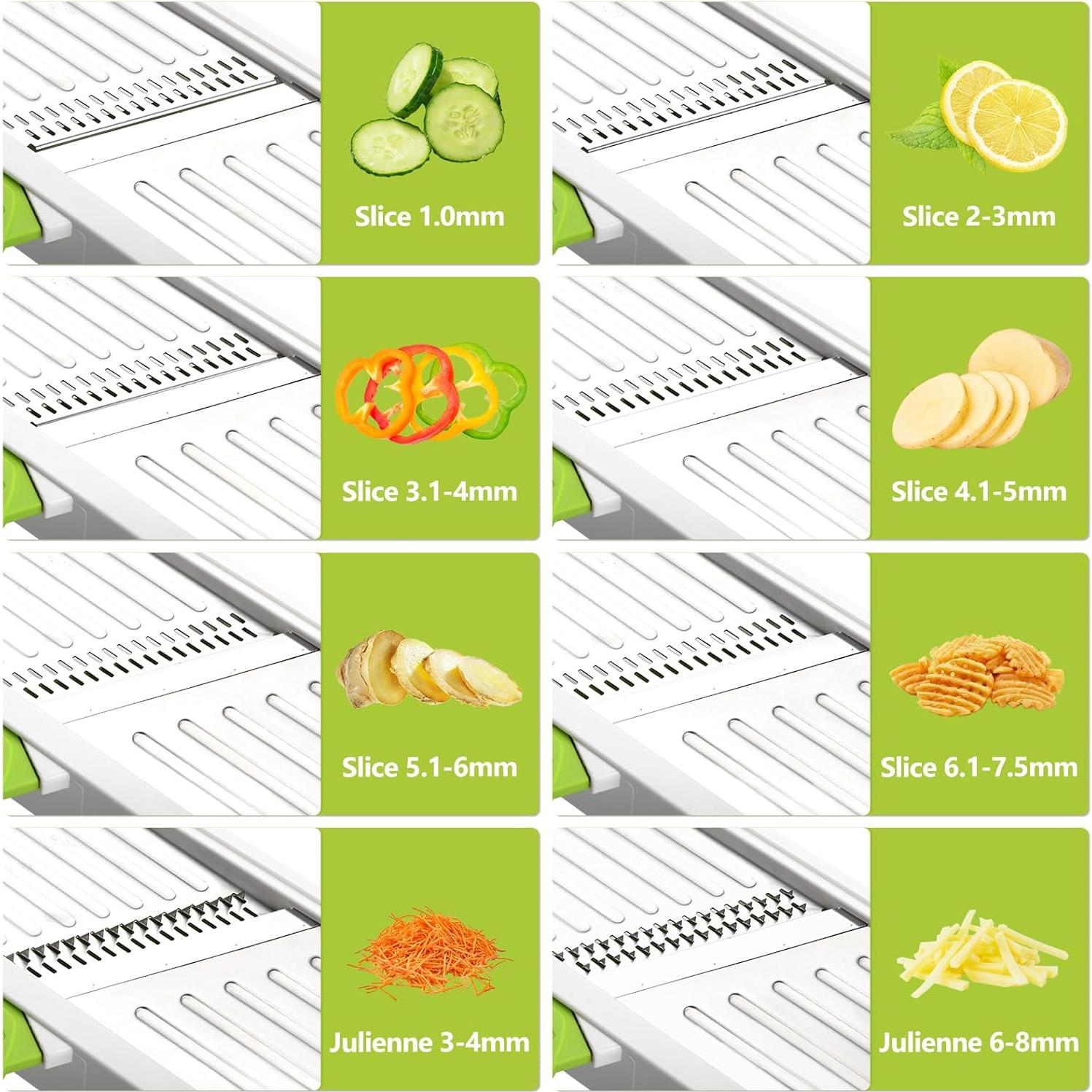 Cortador de Mandolina Foyucool Ajustable Acero Inoxidable Verde