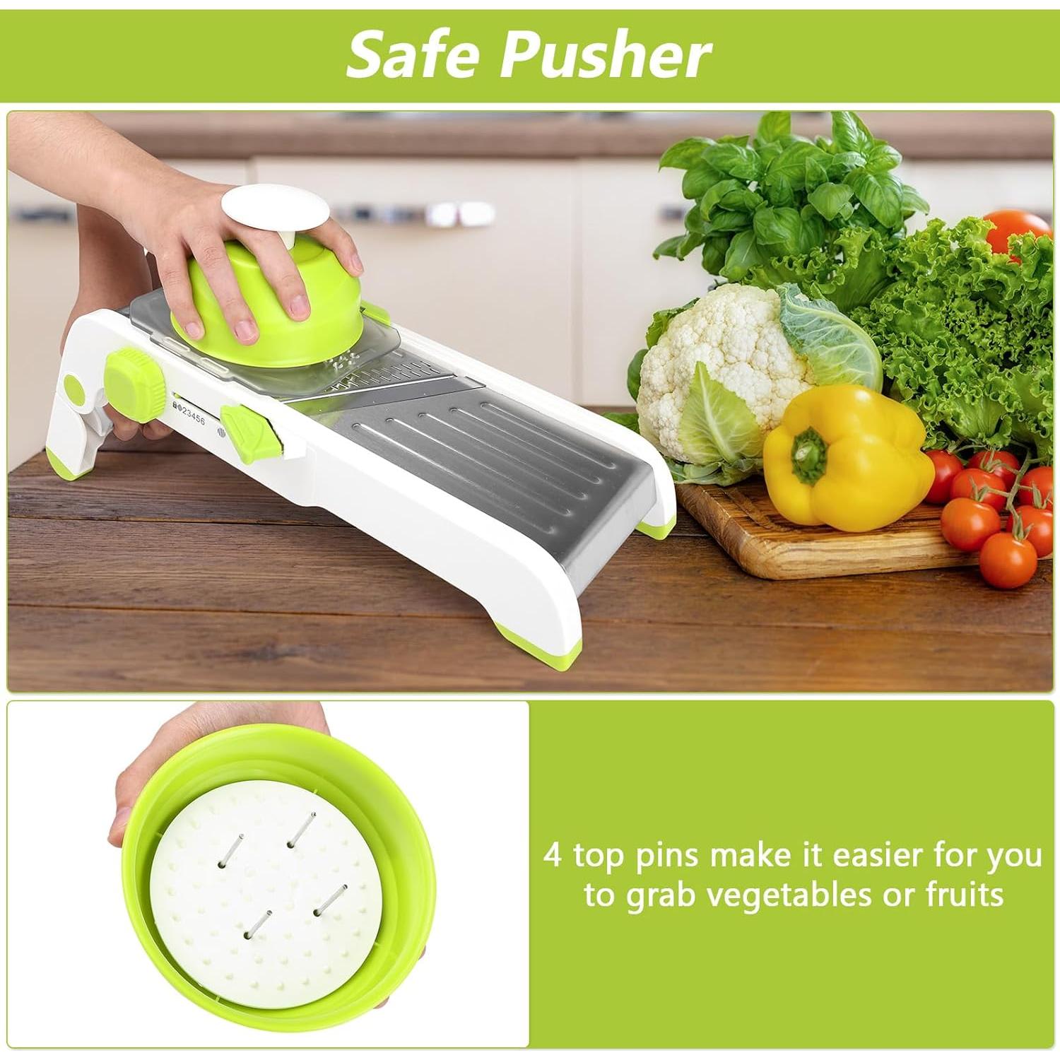 Cortador de Mandolina Foyucool Ajustable Acero Inoxidable Verde