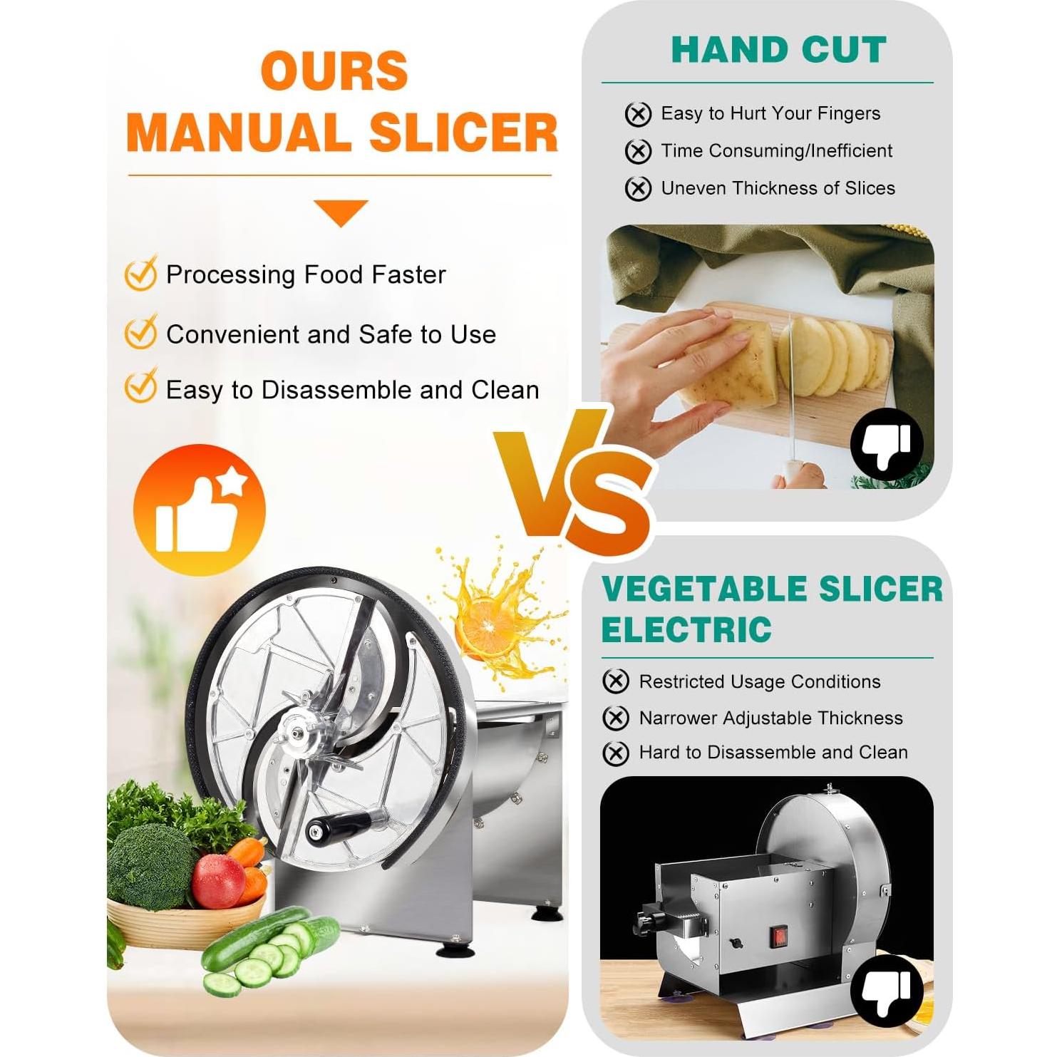 Cortador de Verduras JIVGDN Manual Acero Inoxidable 0-13mm