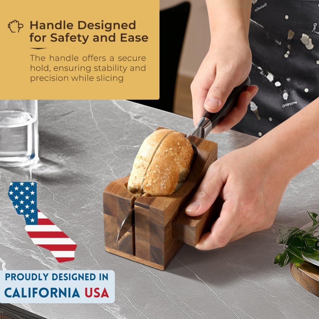 Cortador de Bagels de Madera de Acacia Annie & Mia 16 cm