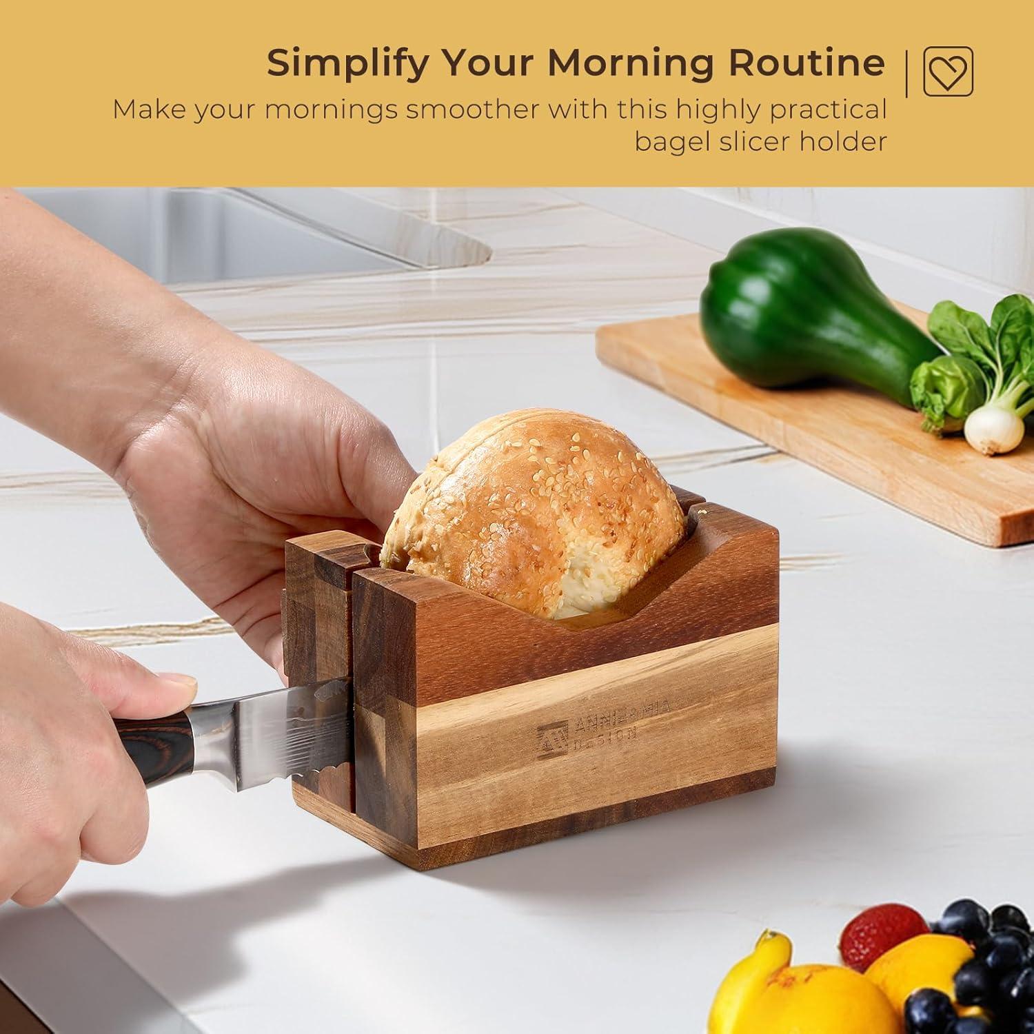 Cortador de Bagels de Madera de Acacia Annie & Mia 16 cm