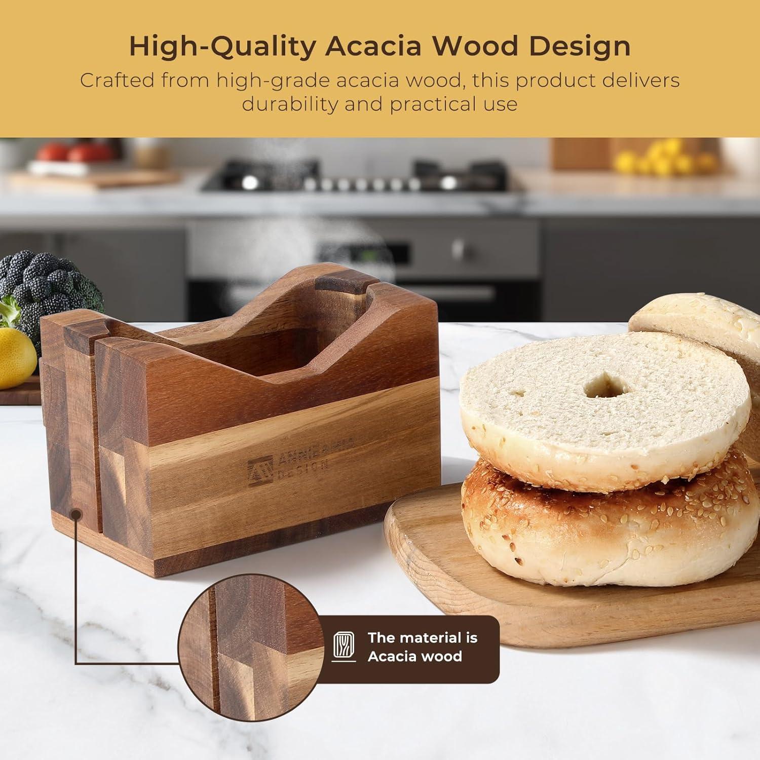 Cortador de Bagels de Madera de Acacia Annie & Mia 16 cm