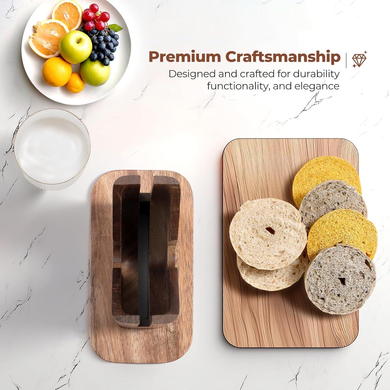 Cortador de Bagels Annie & Mia de Madera de Acacia 15.24 cm