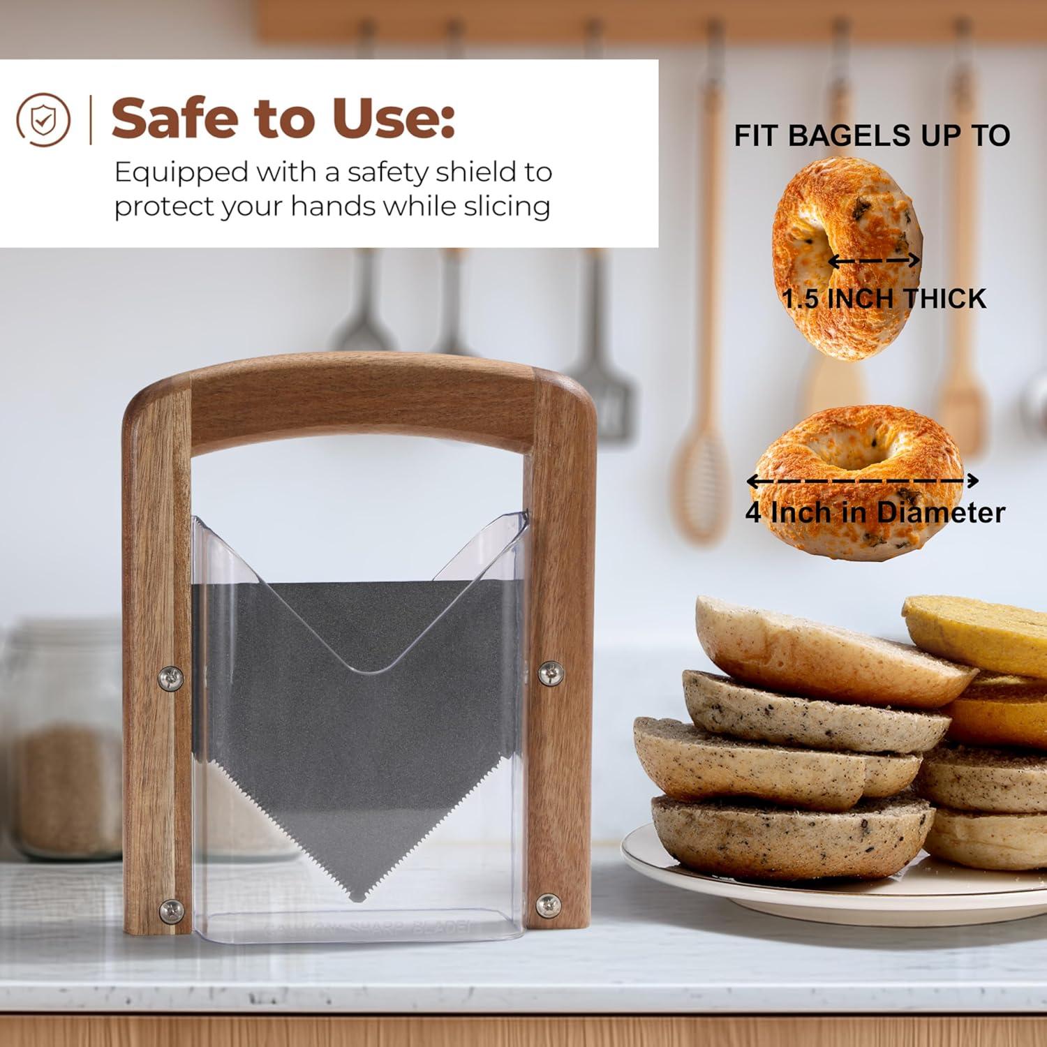 Cortador de Bagels Annie & Mia de Madera de Acacia 15.24 cm