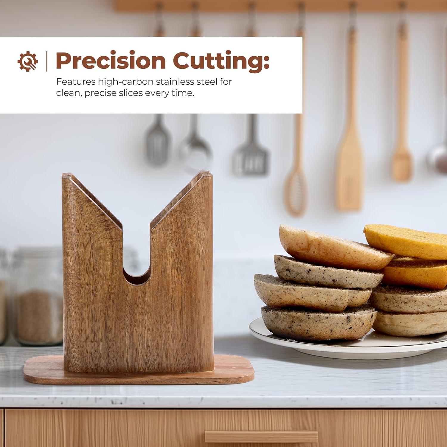 Cortador de Bagels Annie & Mia de Madera de Acacia 15.24 cm