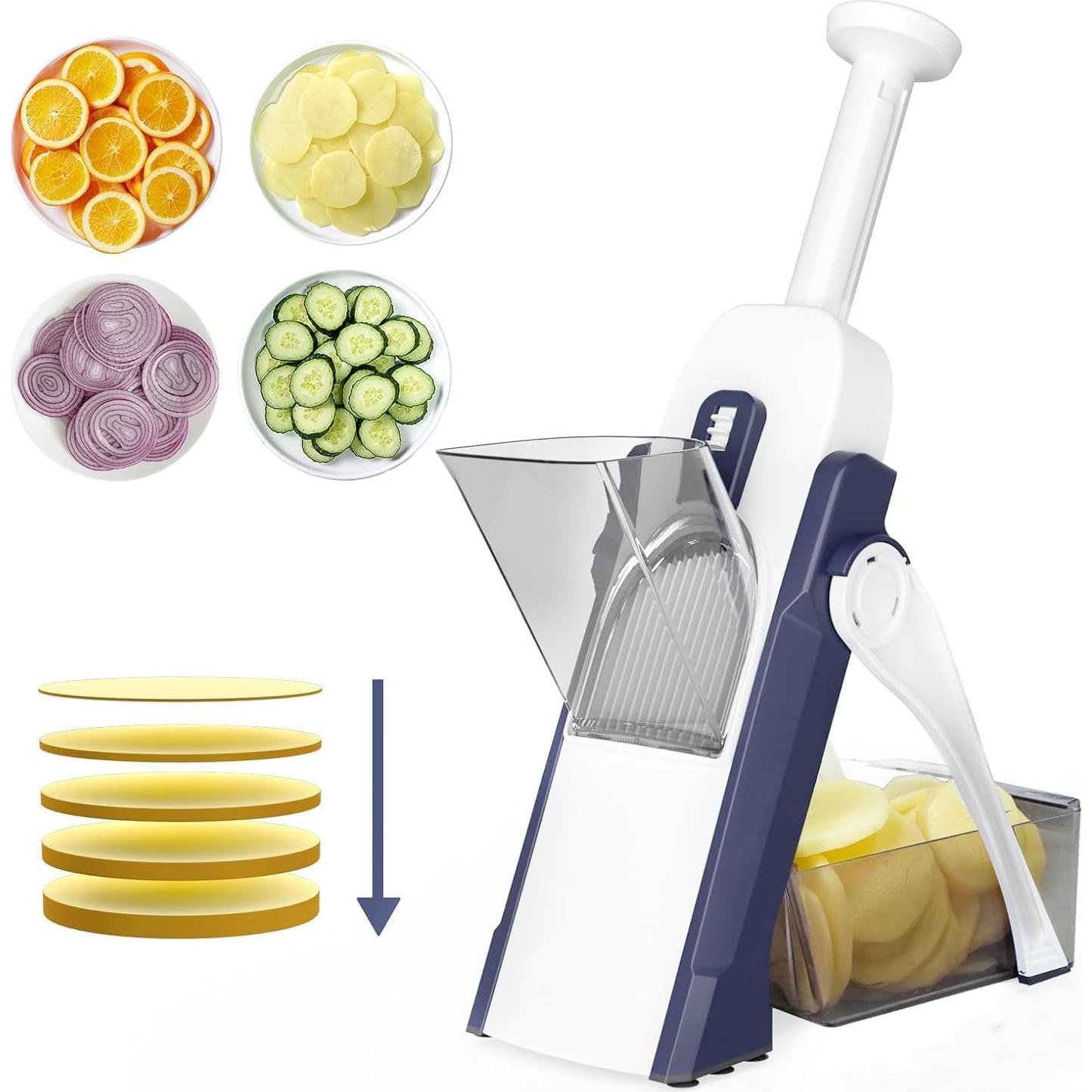 Rebanador Mandolina Ajustable ANNJUN con 5 Cuchillas - Picador de Verduras