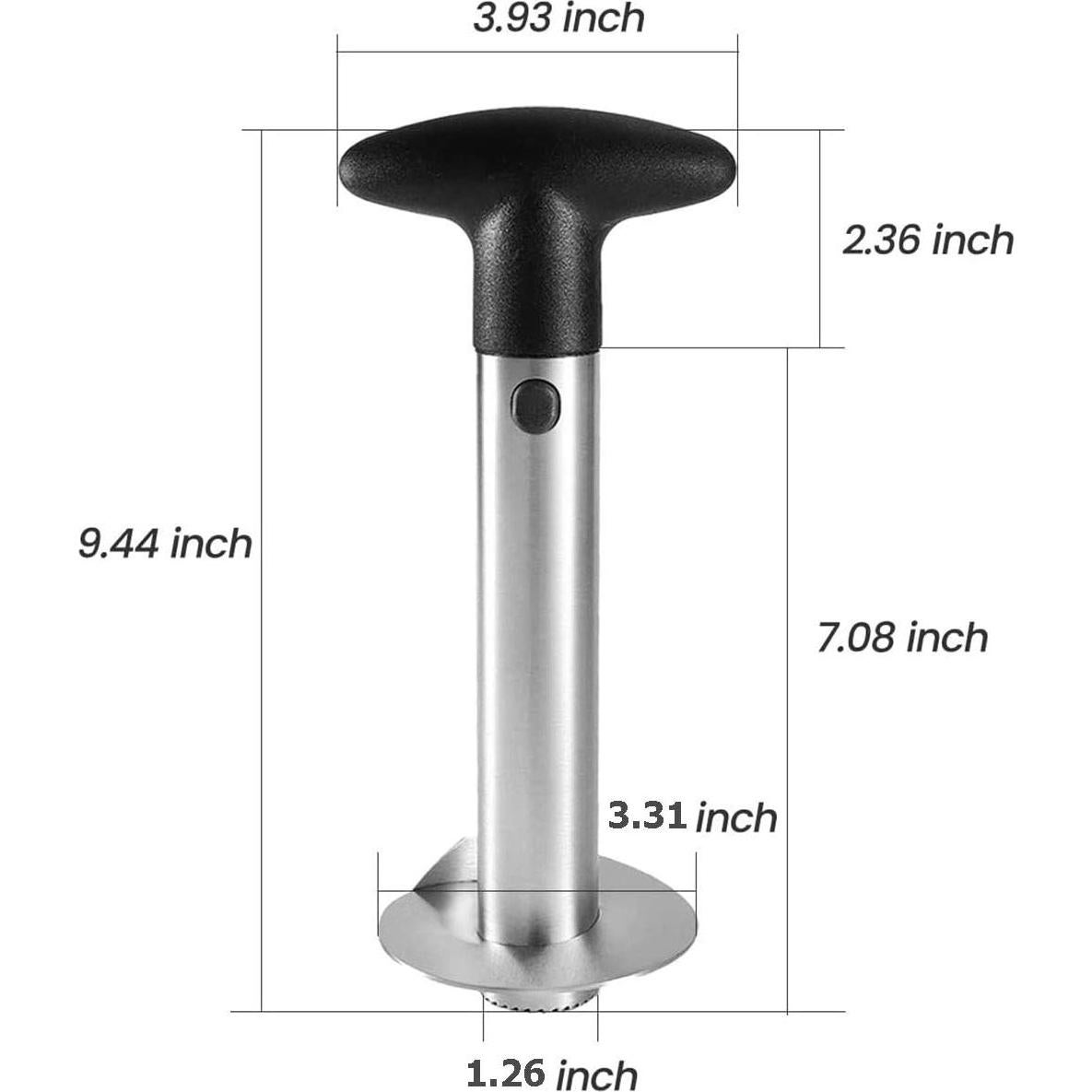 Descorazonador de piña UpTuoLi negro, acero inoxidable, 24 cm