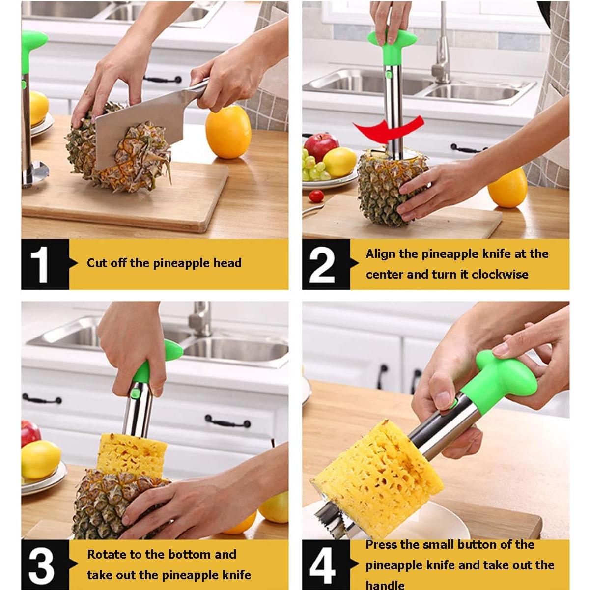 Descorazonador de piña UpTuoLi negro, acero inoxidable, 24 cm