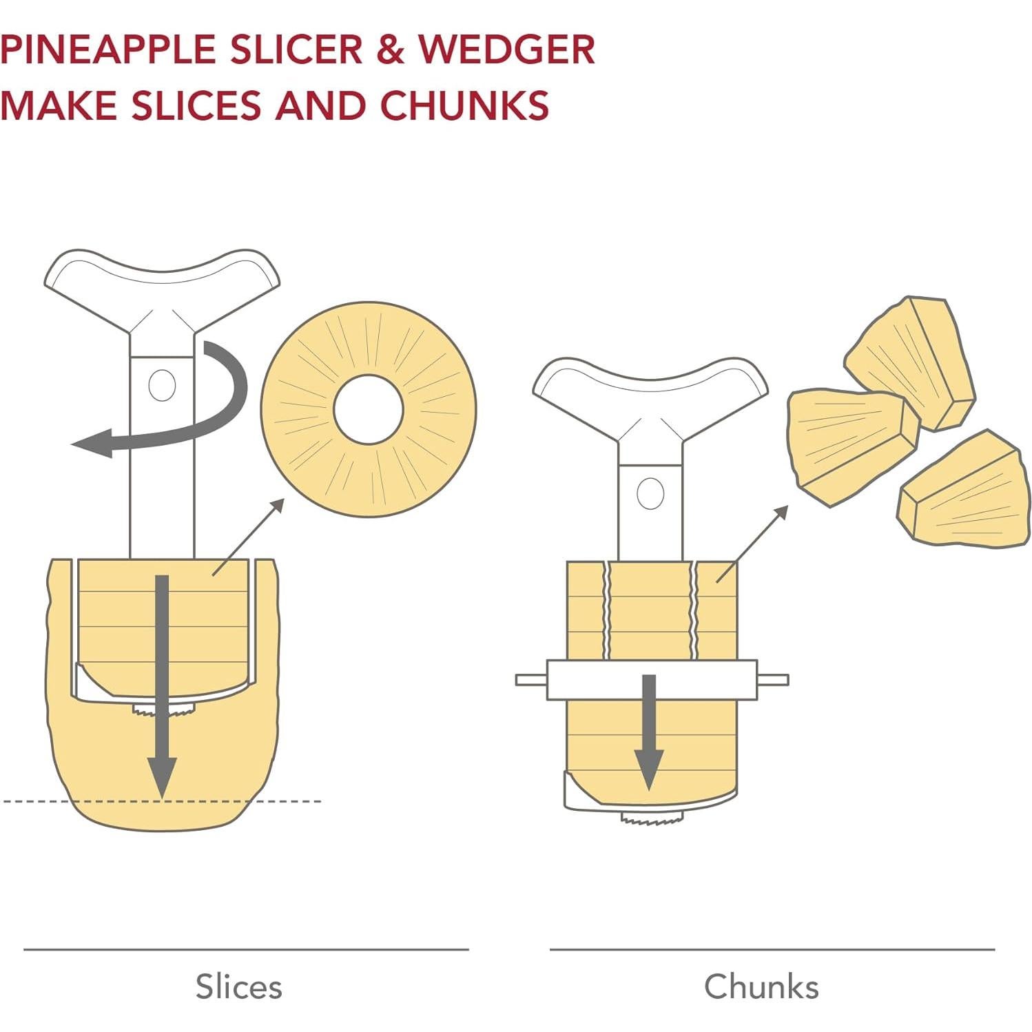 Cortador de Piña Vacu Vin Acero Inoxidable 3 en 1 - Pela, Descorazona y Corta