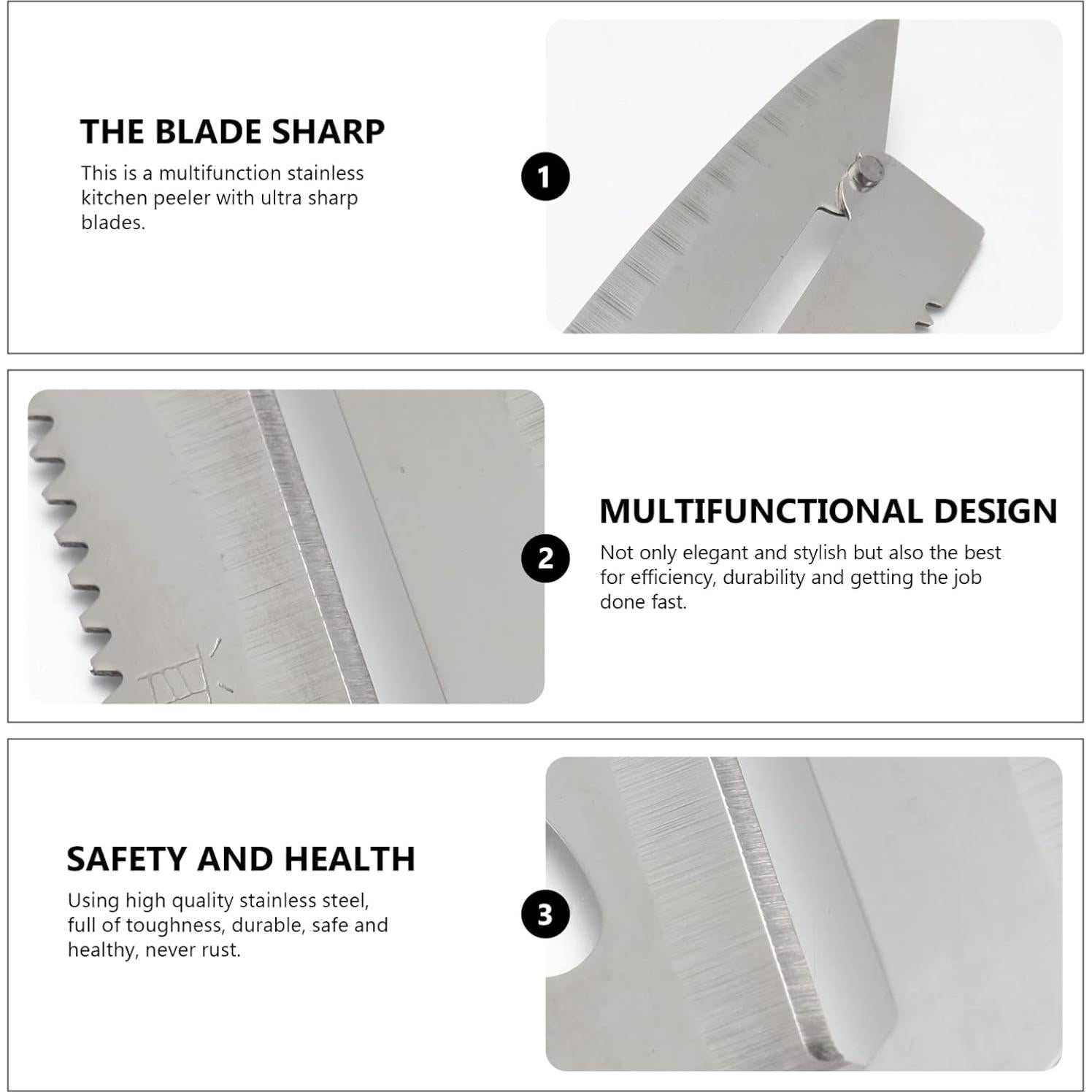 Cuchillo Pelador Multifuncional BESTonZON Acero Inoxidable 2 Pcs