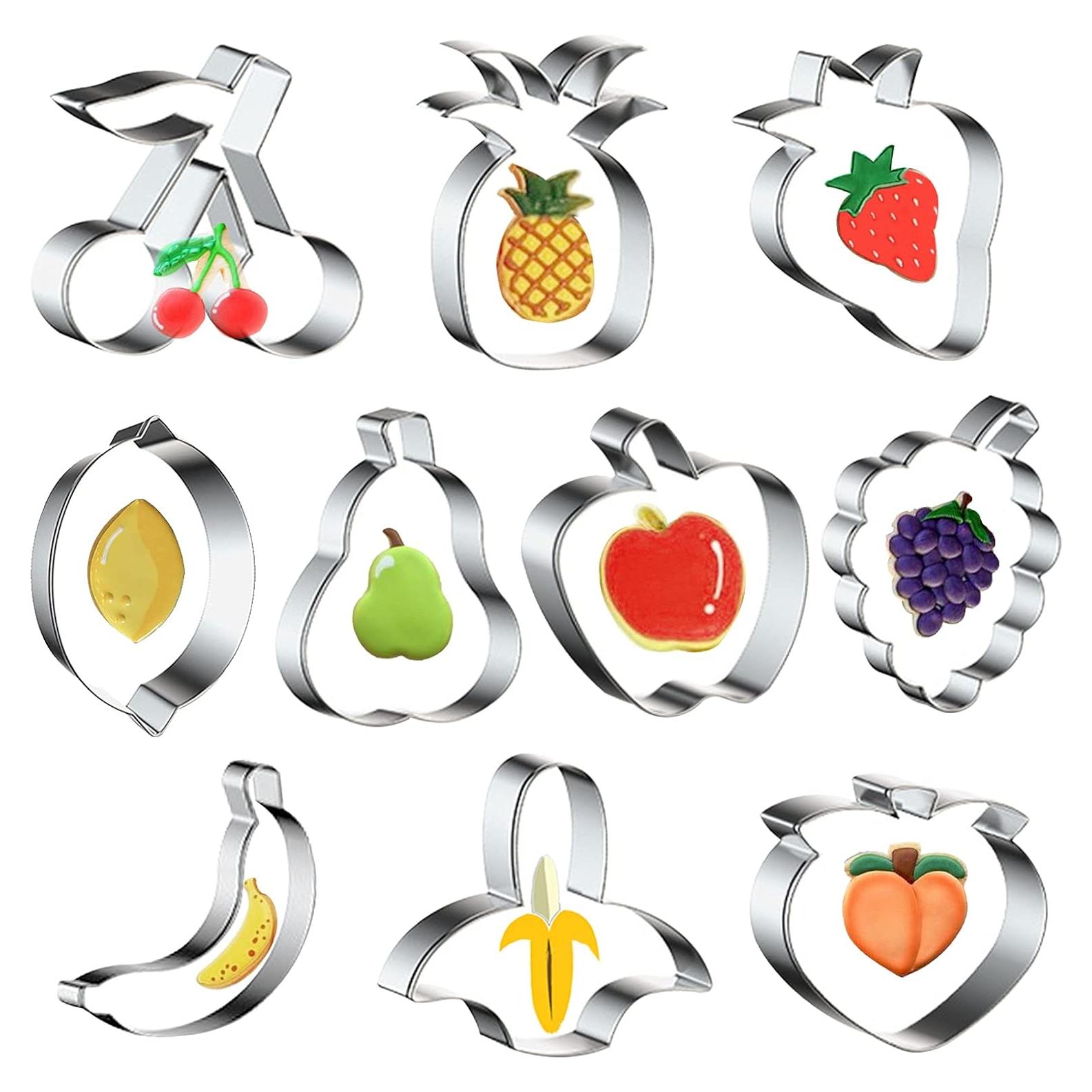 Juego de 10 Cortadores de Galletas de Frutas Wonmon