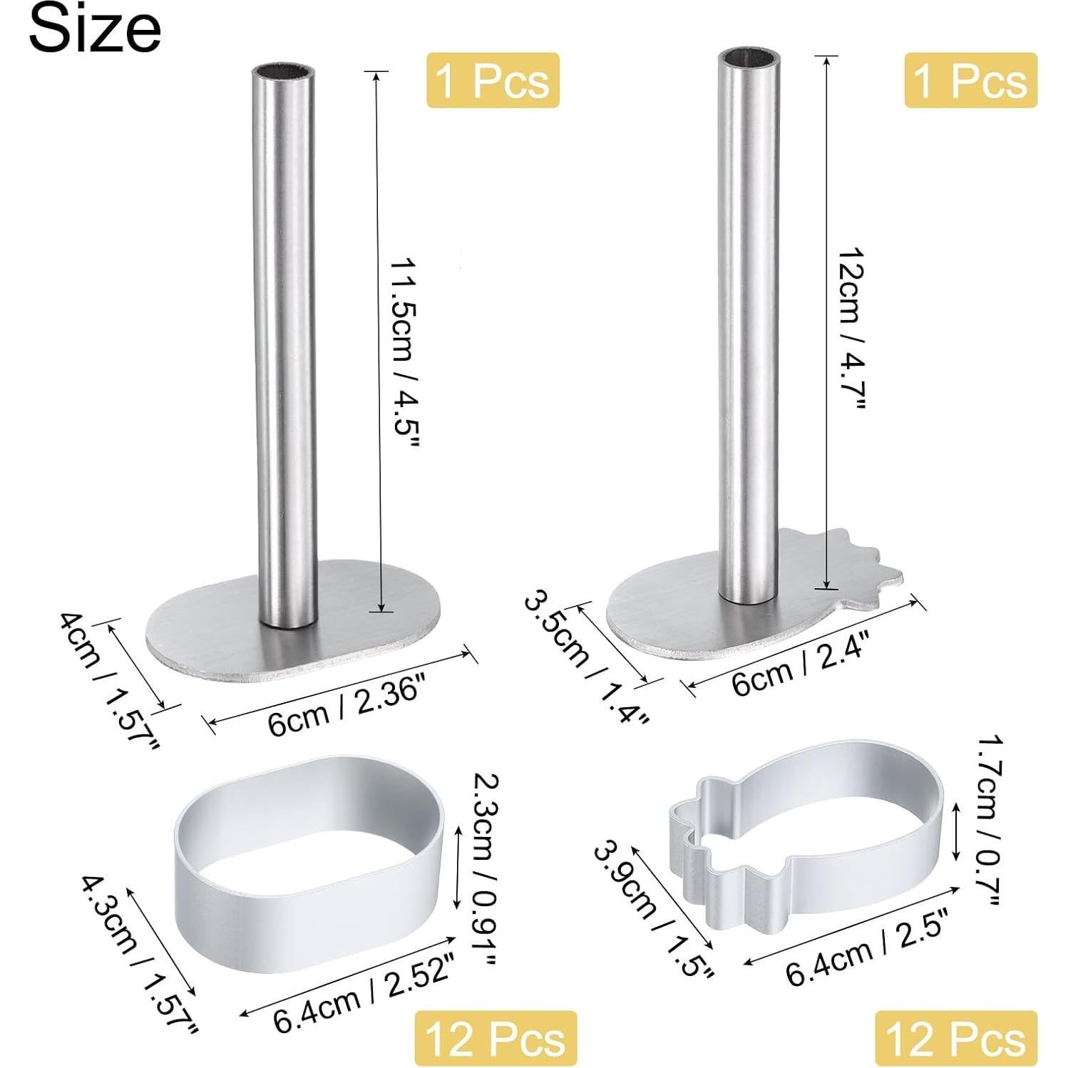 Juego de Cortadores de Galletas uxcell 26 Piezas Aluminio Ovalado y Piña