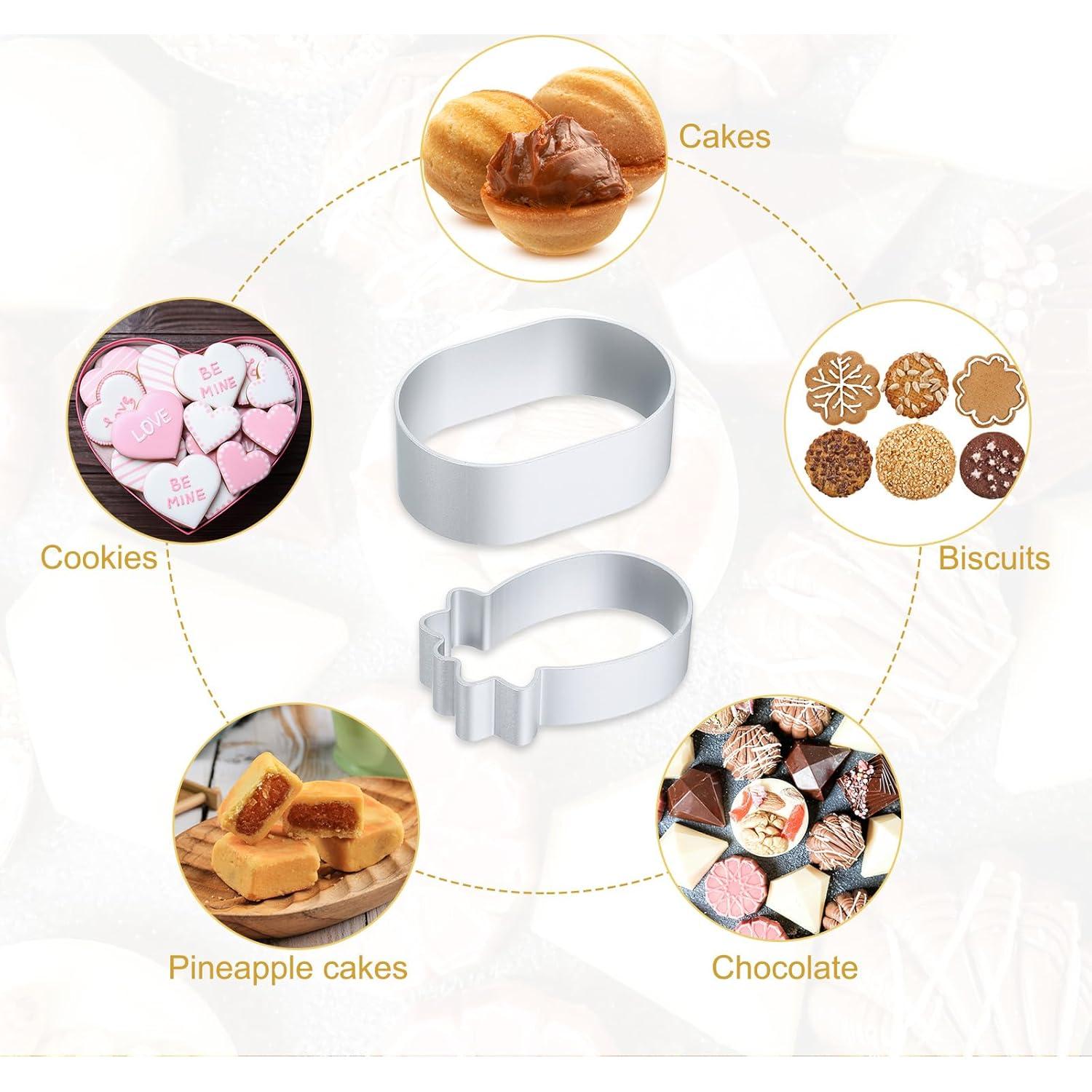 Juego de Cortadores de Galletas uxcell 26 Piezas Aluminio Ovalado y Piña