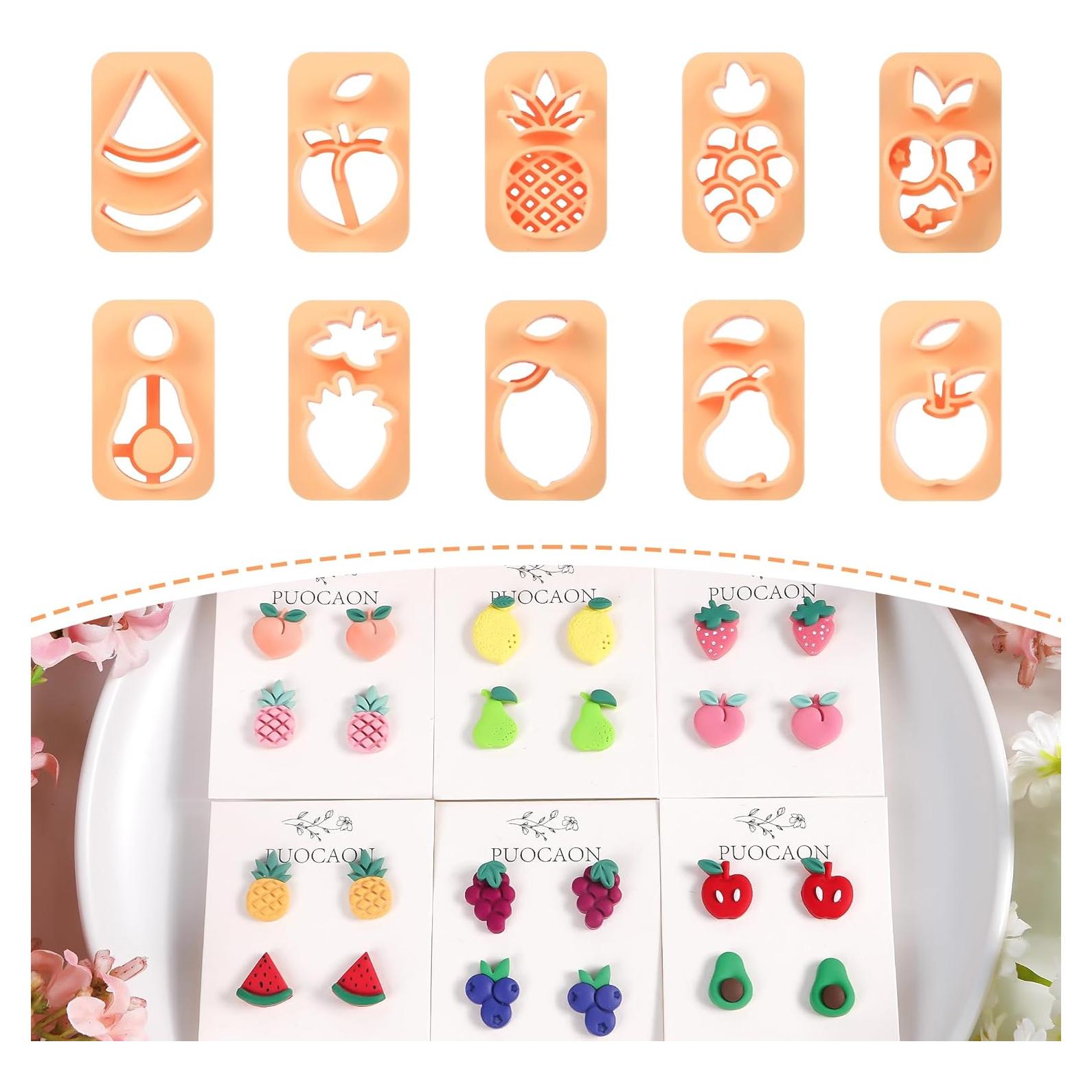Cortadores de Arcilla Polimérica de Frutas Puocaon - 10 Pcs