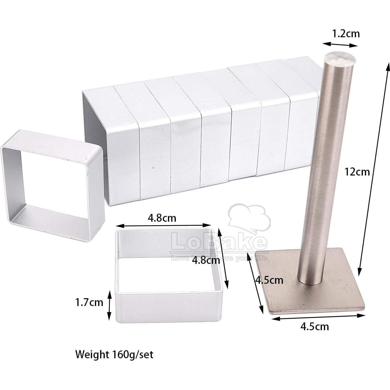 Set de 10 Moldes de Galleta Cuadrados LoBake 4.8 cm con Sello