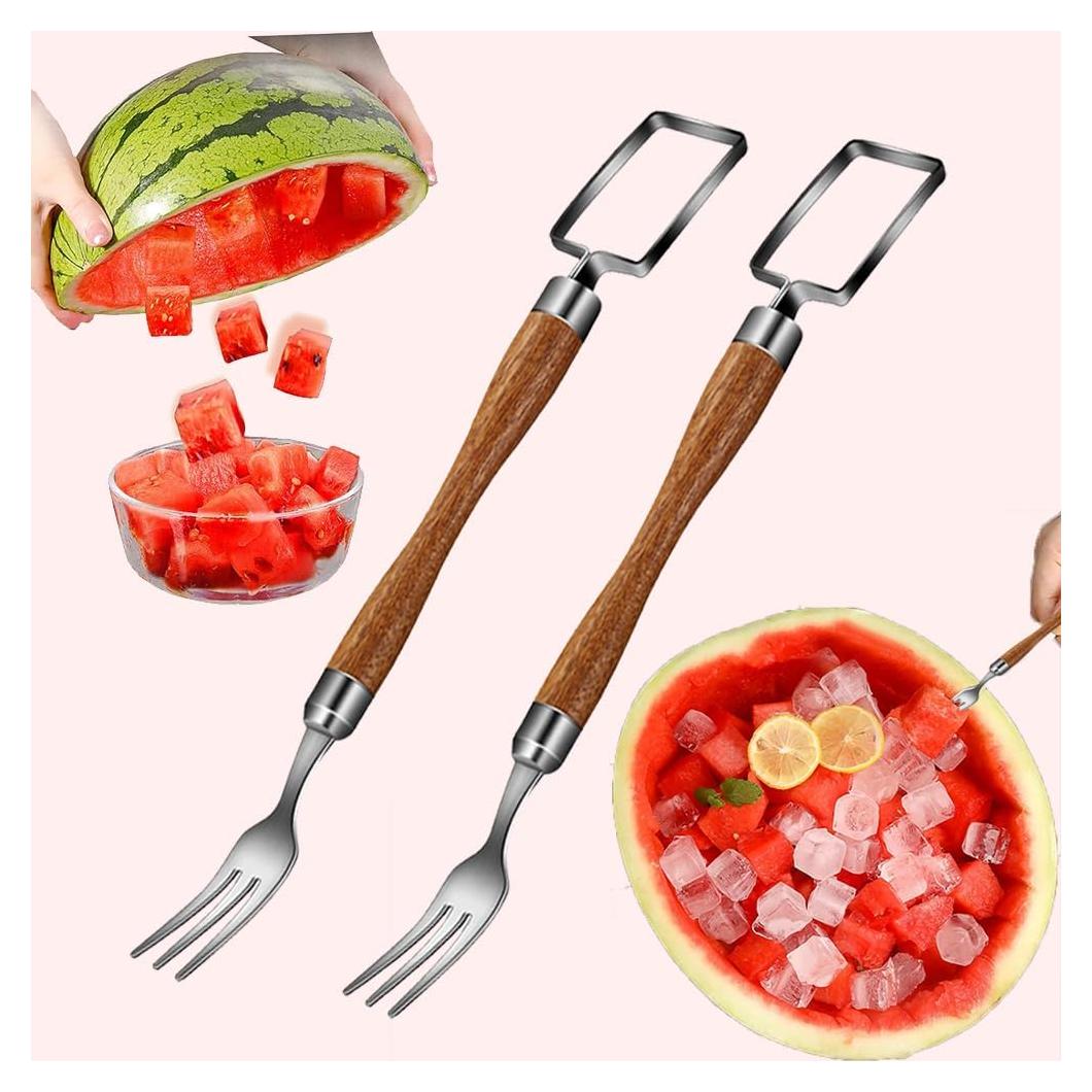 Cortador de Sandía 2 en 1 CVchancin Acero Inoxidable Madera