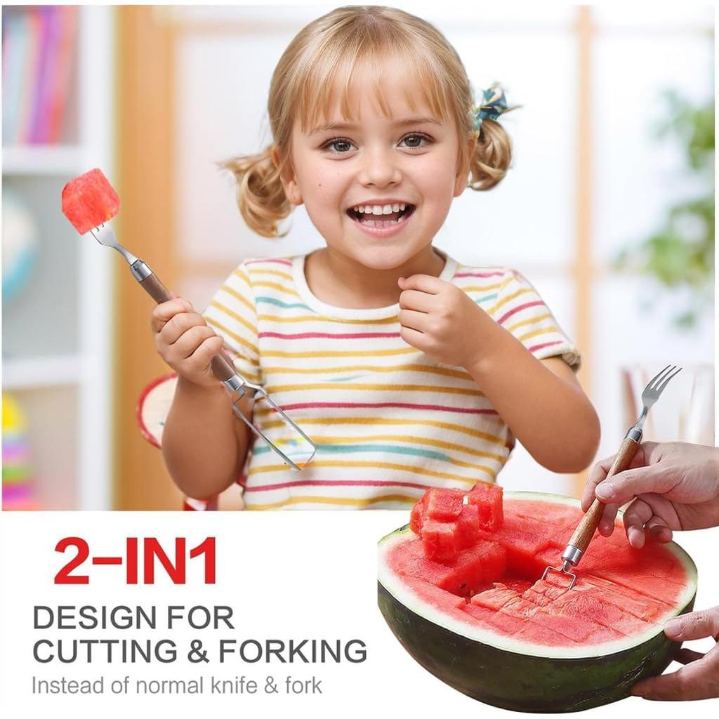 Cortador de Sandía 2 en 1 CVchancin Acero Inoxidable Madera