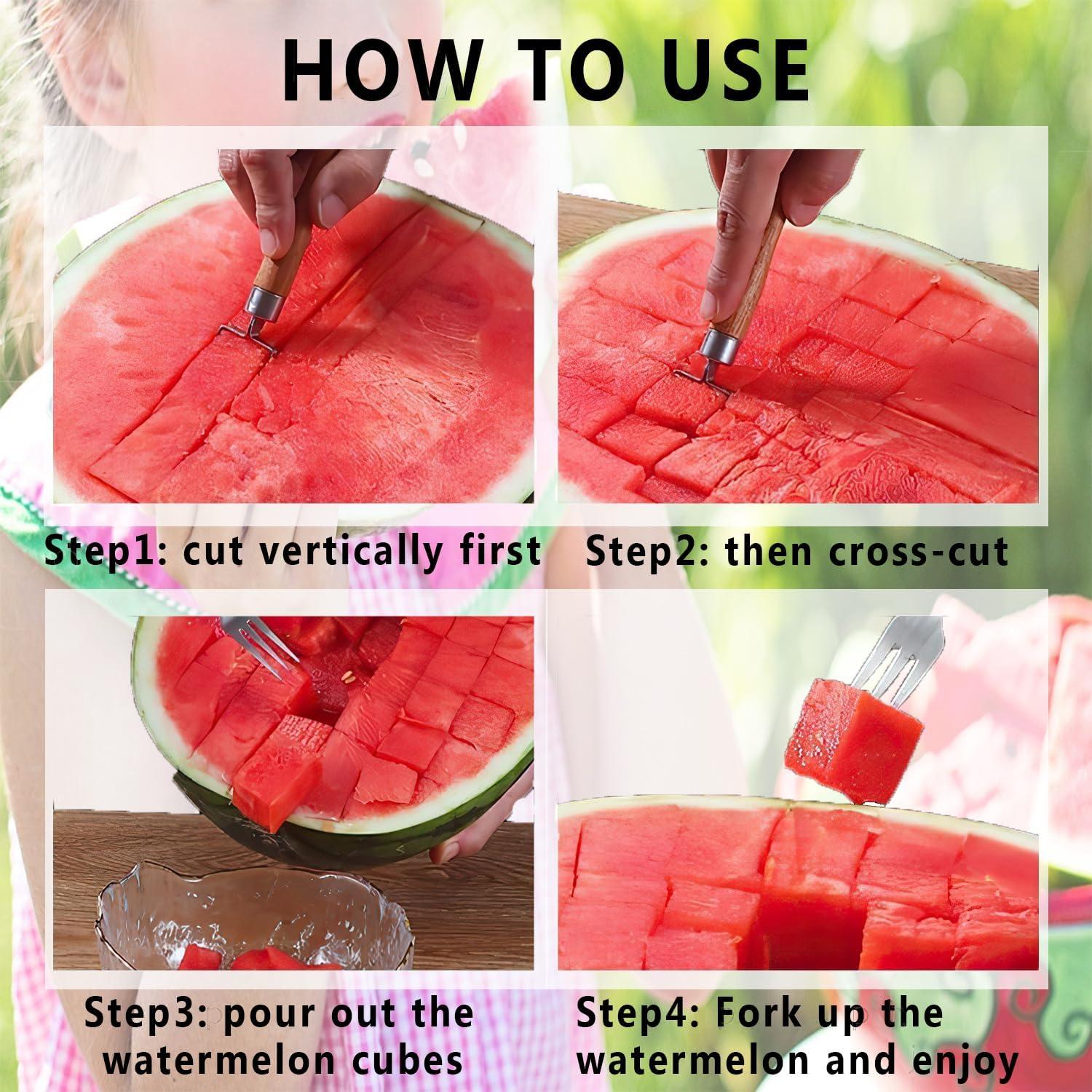 Cortador de Sandía 2 en 1 CVchancin Acero Inoxidable Madera