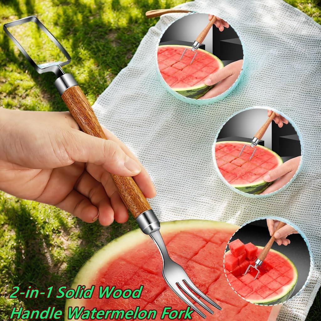 Cortador de Sandía 2 en 1 CVchancin Acero Inoxidable Madera