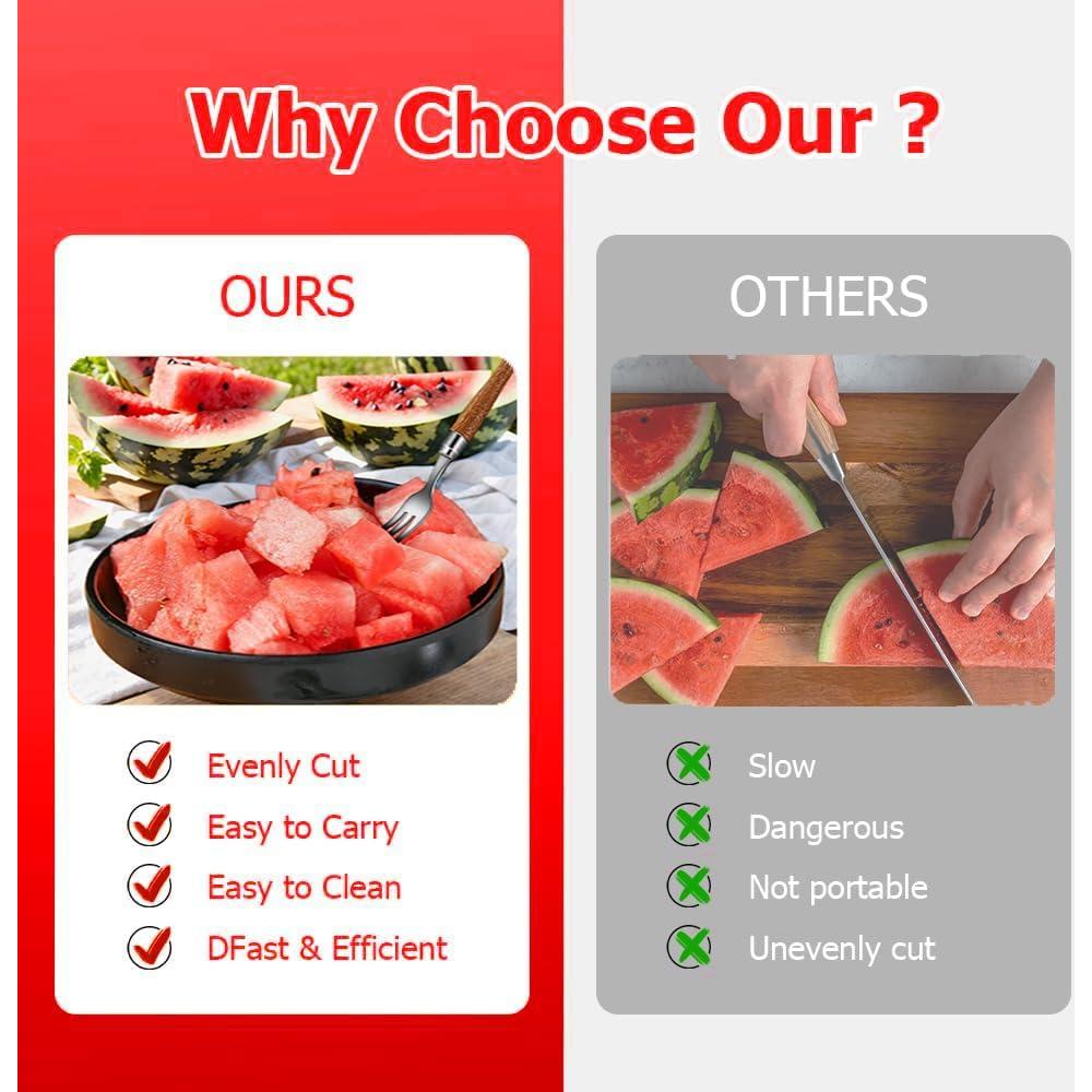 Cortador de Sandía 2 en 1 CVchancin Acero Inoxidable Madera