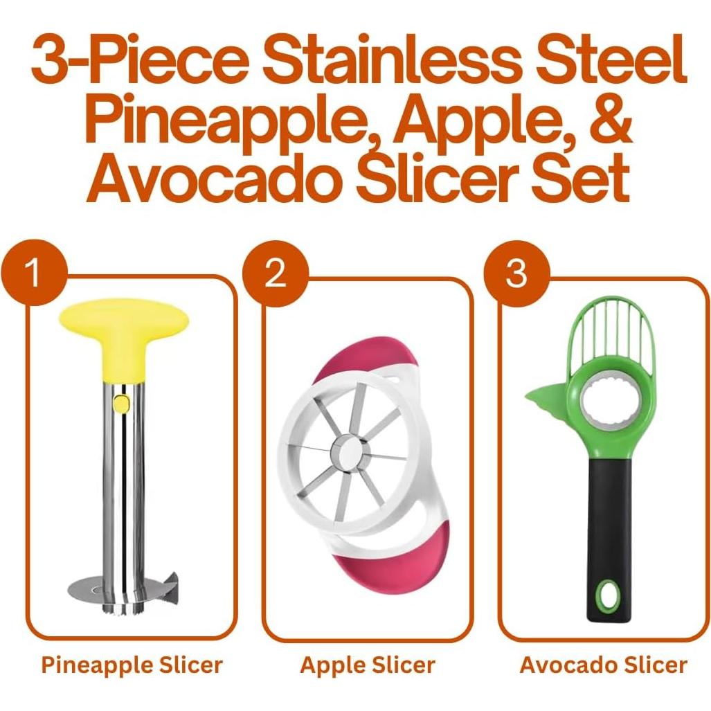 Juego de Cortadores de Frutas 3PCS Genérico - Acero Inoxidable