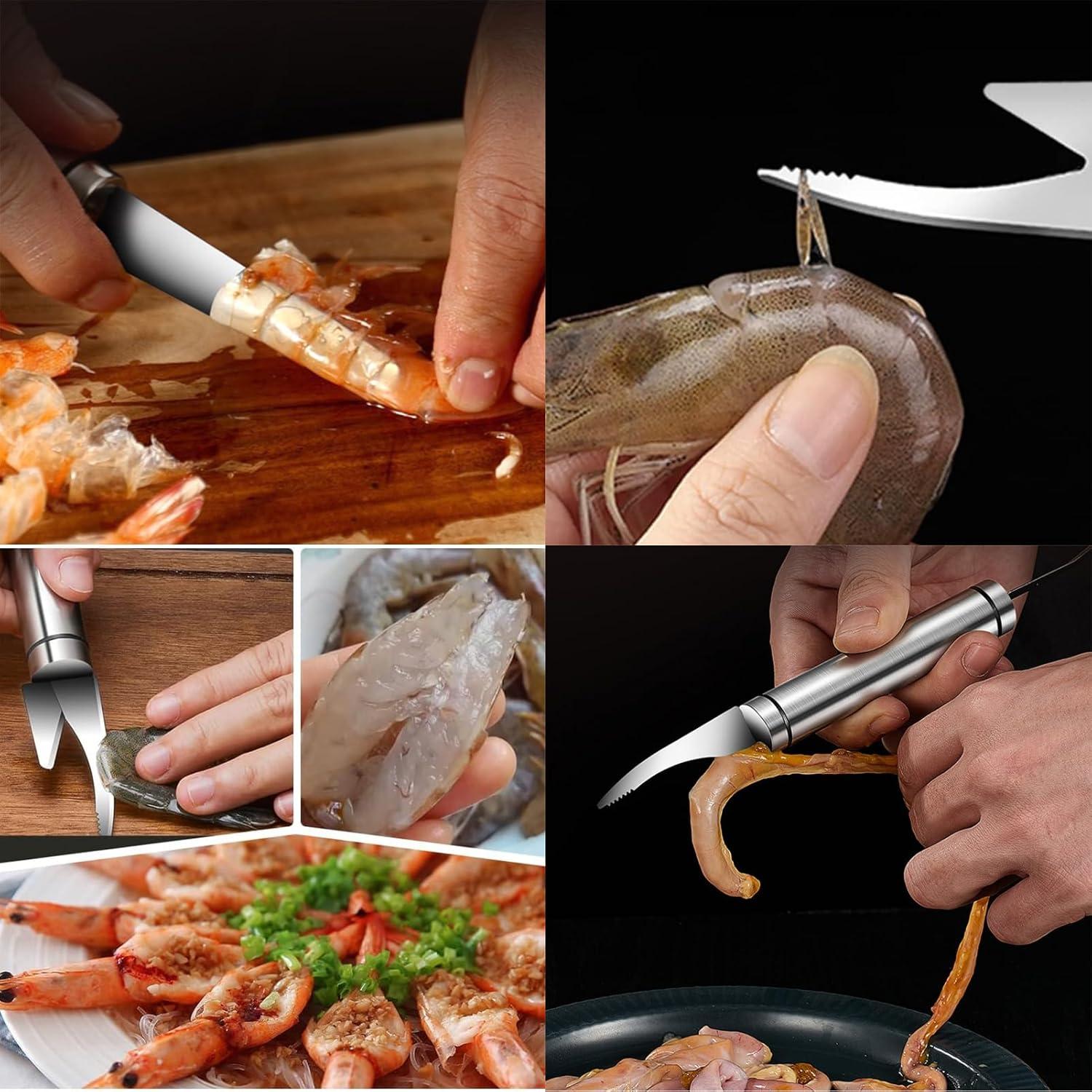 Herramienta desvenadora de camarones UpTuoLi, 2 piezas acero inoxidable