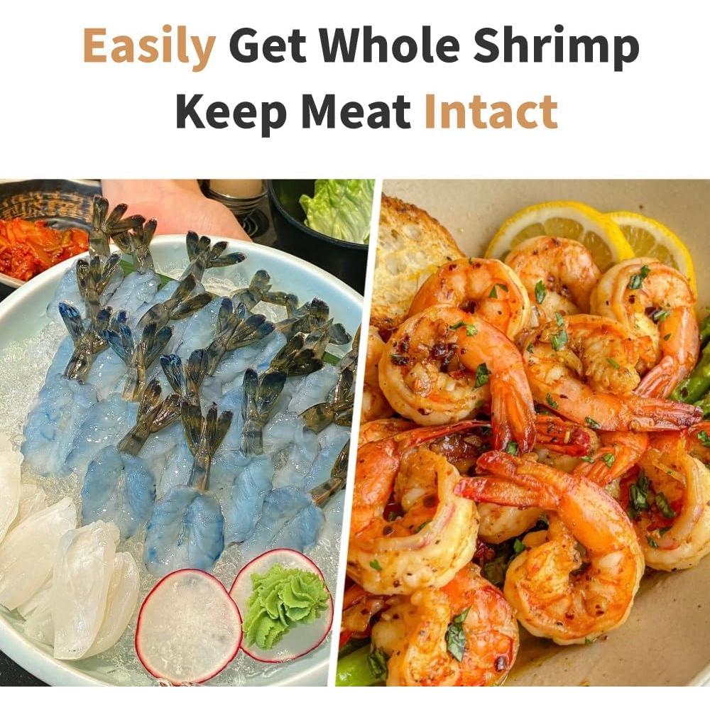 Pelador y Desvenador de Camarones Acero Inoxidable Oro 16.5cm