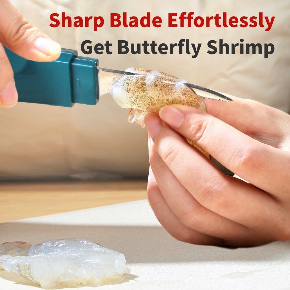 Herramienta de desvenado de camarones 2PCS con cubierta - Acero inoxidable