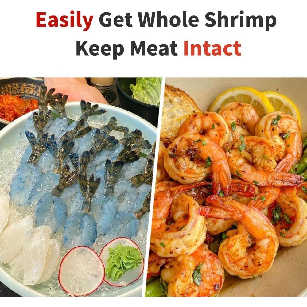 Herramienta de desvenado de camarones 2PCS con cubierta - Acero inoxidable