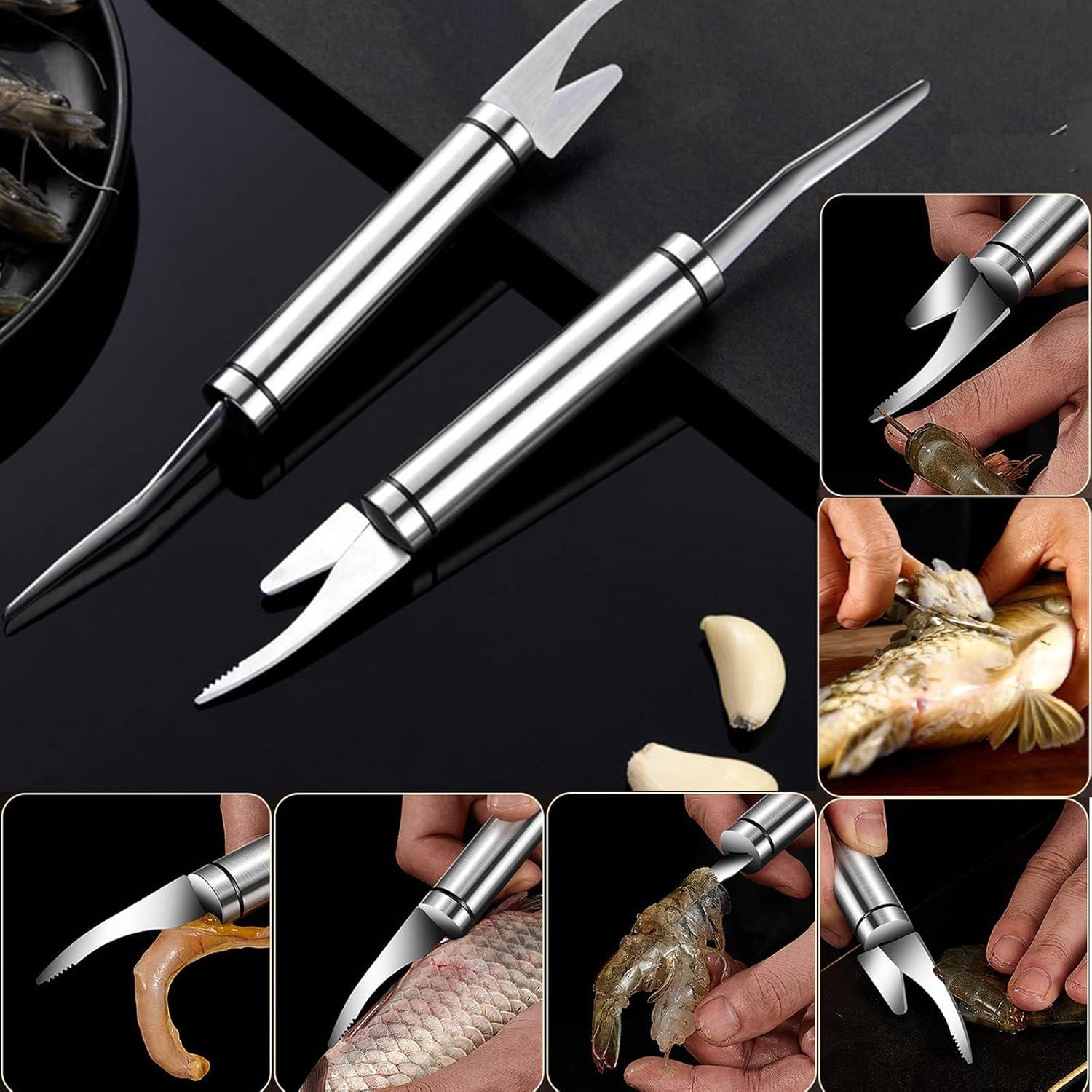 Cuchillo multifuncional 5 en 1 Melostu para desvenar camarones 23cm