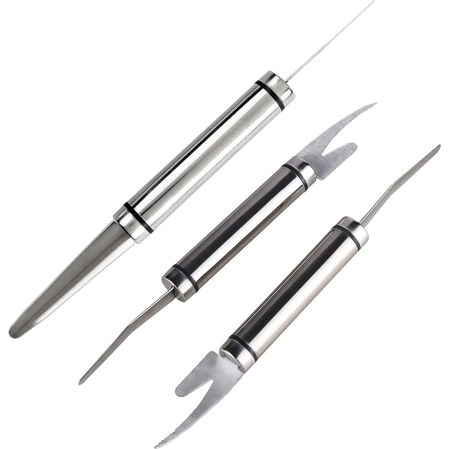 Cuchillo Multifuncional 5 en 1 para Camarones y Pescado - Acero Inoxidable