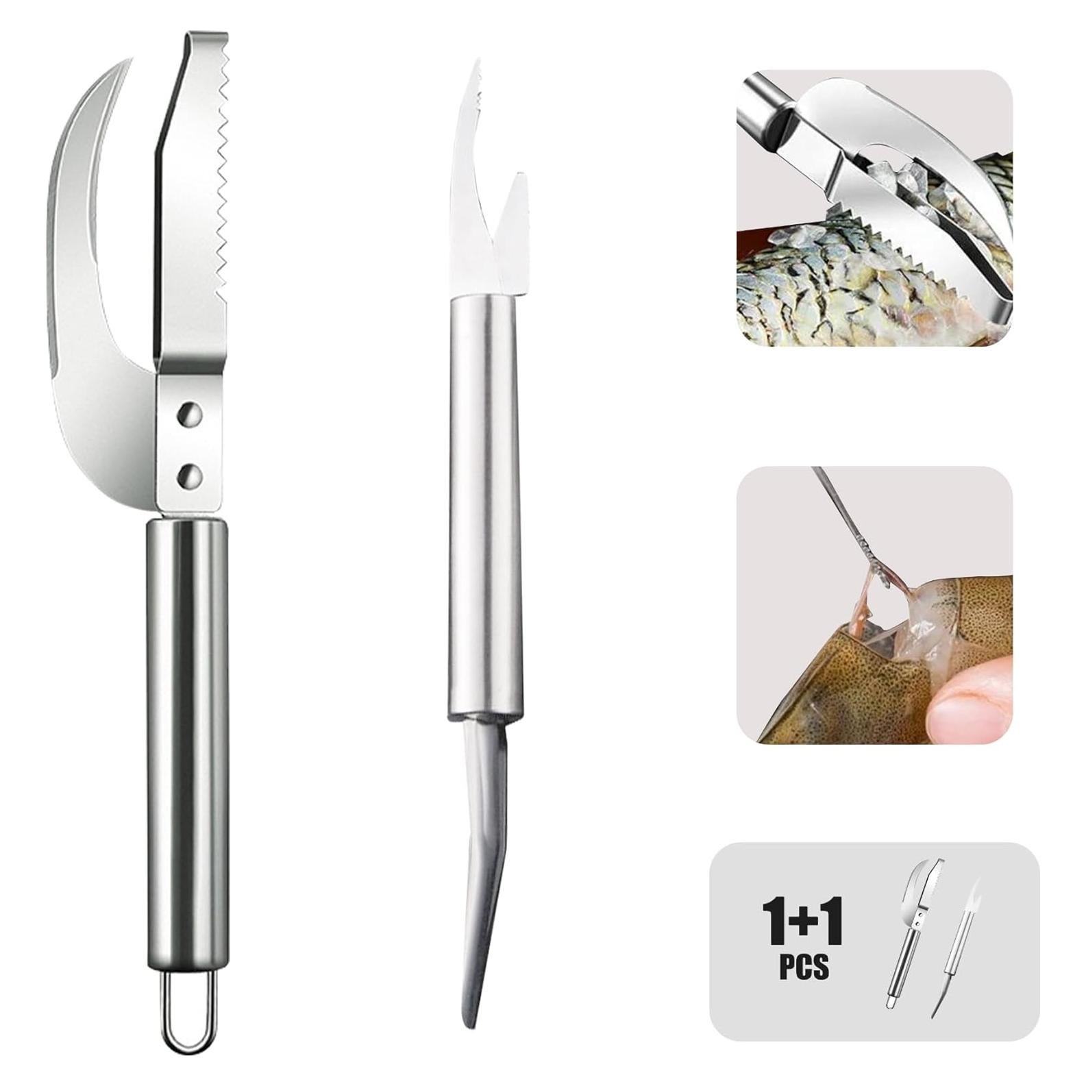 Juego de Escalador de Pescado y Desvenador de Camarones Shaoduoli - Acero Inoxidable