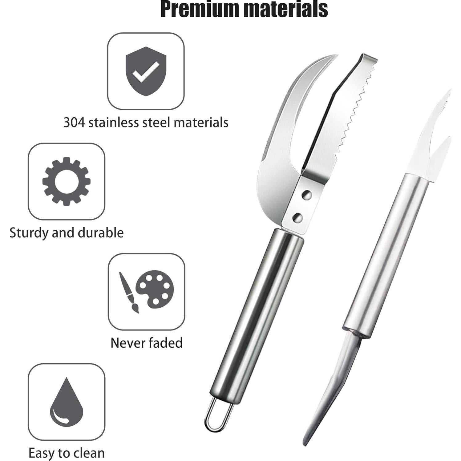 Juego de Escalador de Pescado y Desvenador de Camarones Shaoduoli - Acero Inoxidable