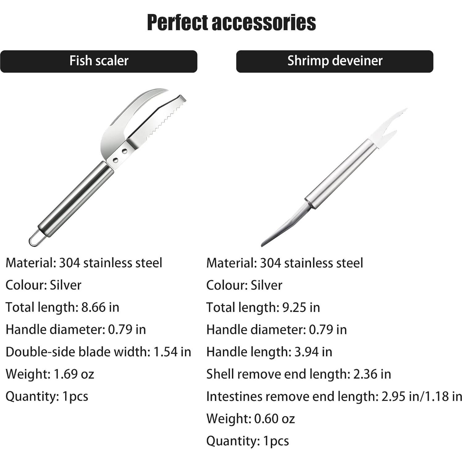 Juego de Escalador de Pescado y Desvenador de Camarones Shaoduoli - Acero Inoxidable