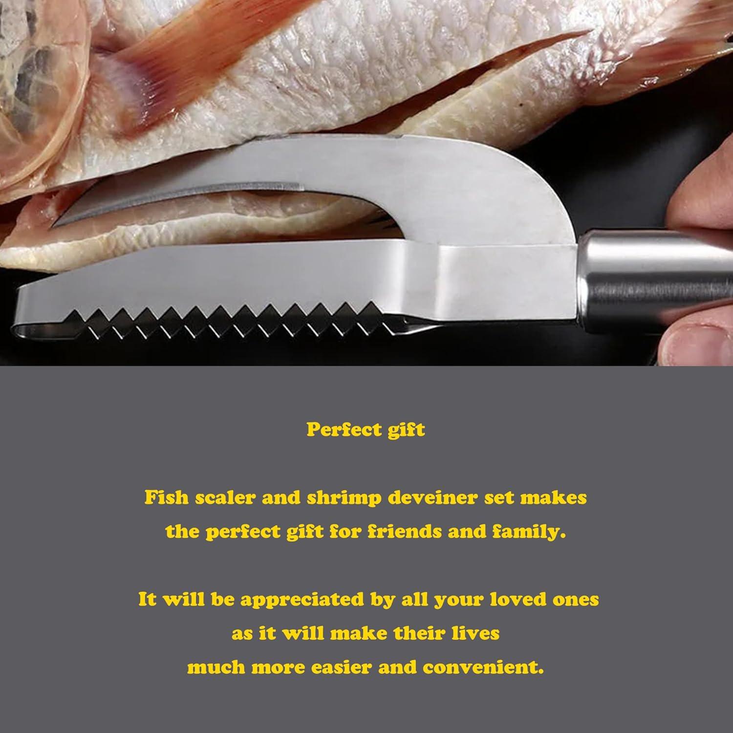 Juego de Escalador de Pescado y Desvenador de Camarones Shaoduoli - Acero Inoxidable